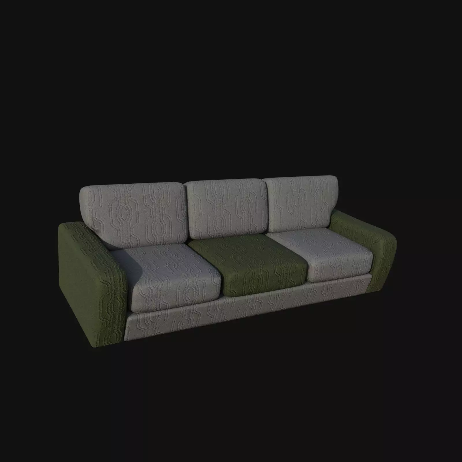 gray green three seater 3d sofa 3D model_0