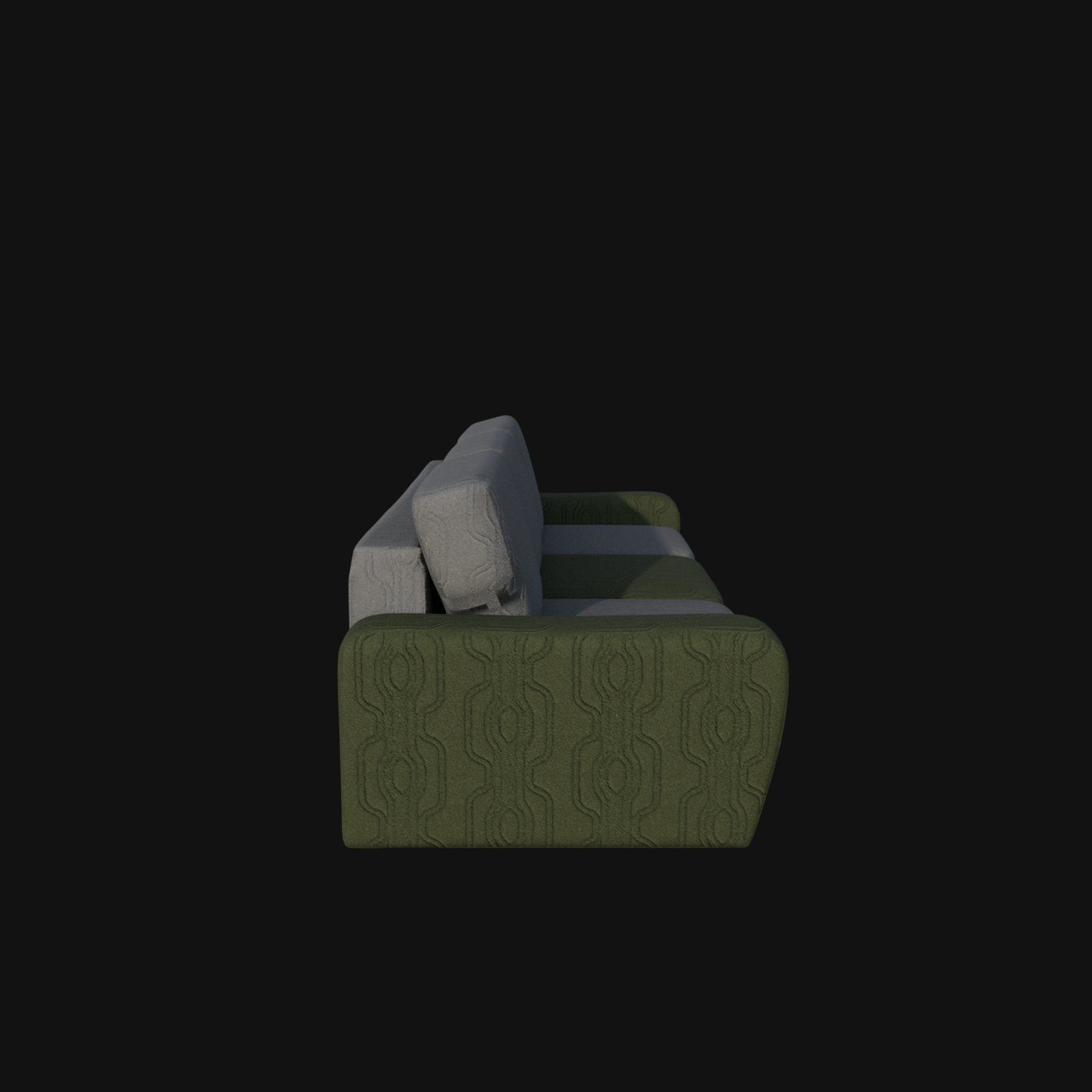 gray green three seater 3d sofa 3D model_2