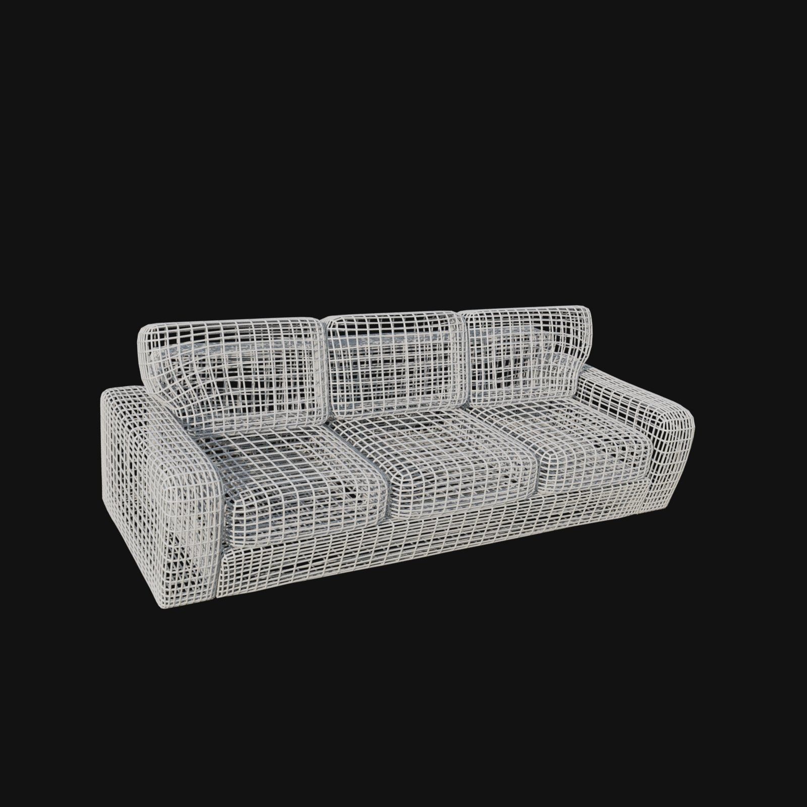 gray green three seater 3d sofa 3D model_3