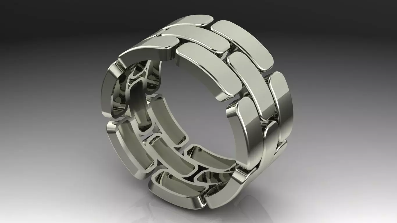 Ring with 3 line of stones Free 3D print model