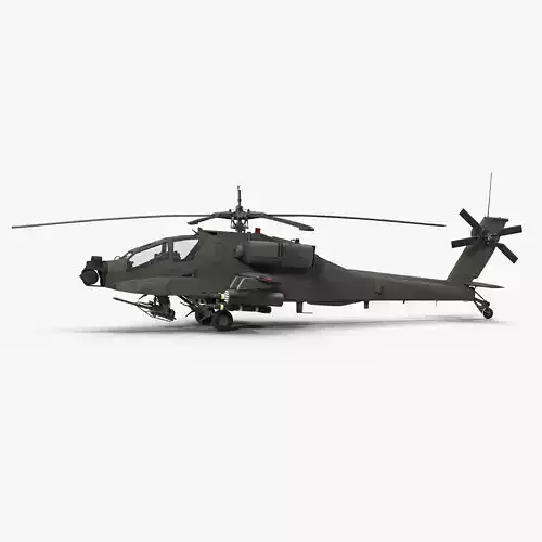 AH64A Apache Helicopter Green Low-poly 3D model