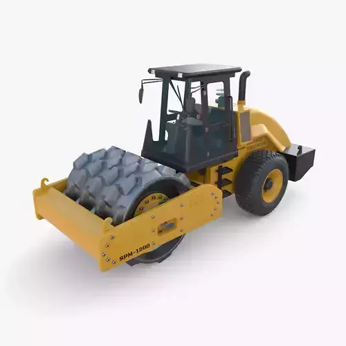 Road roller V6 Low-poly 3D model