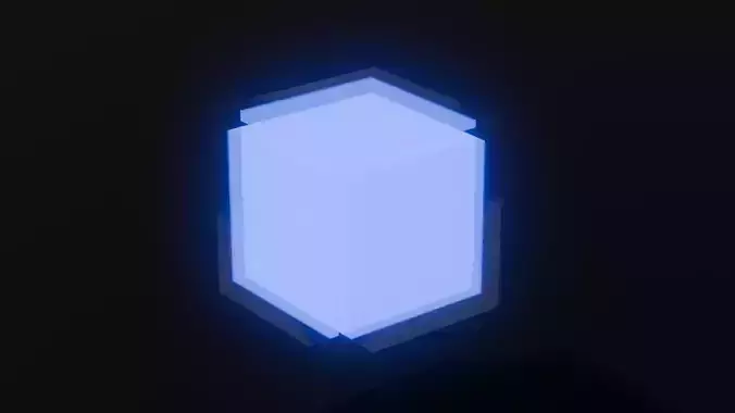 blue glowing cube 