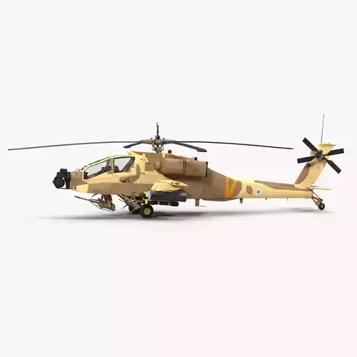 AH64A Apache Helicopter Desert Low-poly 3D model