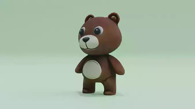 Teddy Bear Plush Brown Toy Low-poly 3D model