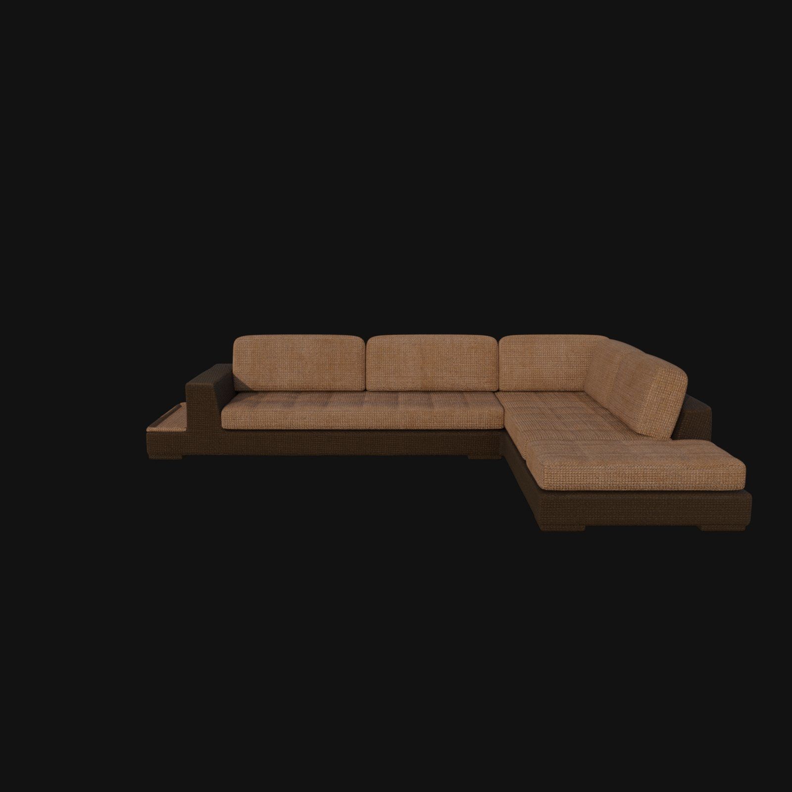 Dark brown and light brown sectional 3d model 3D model_3