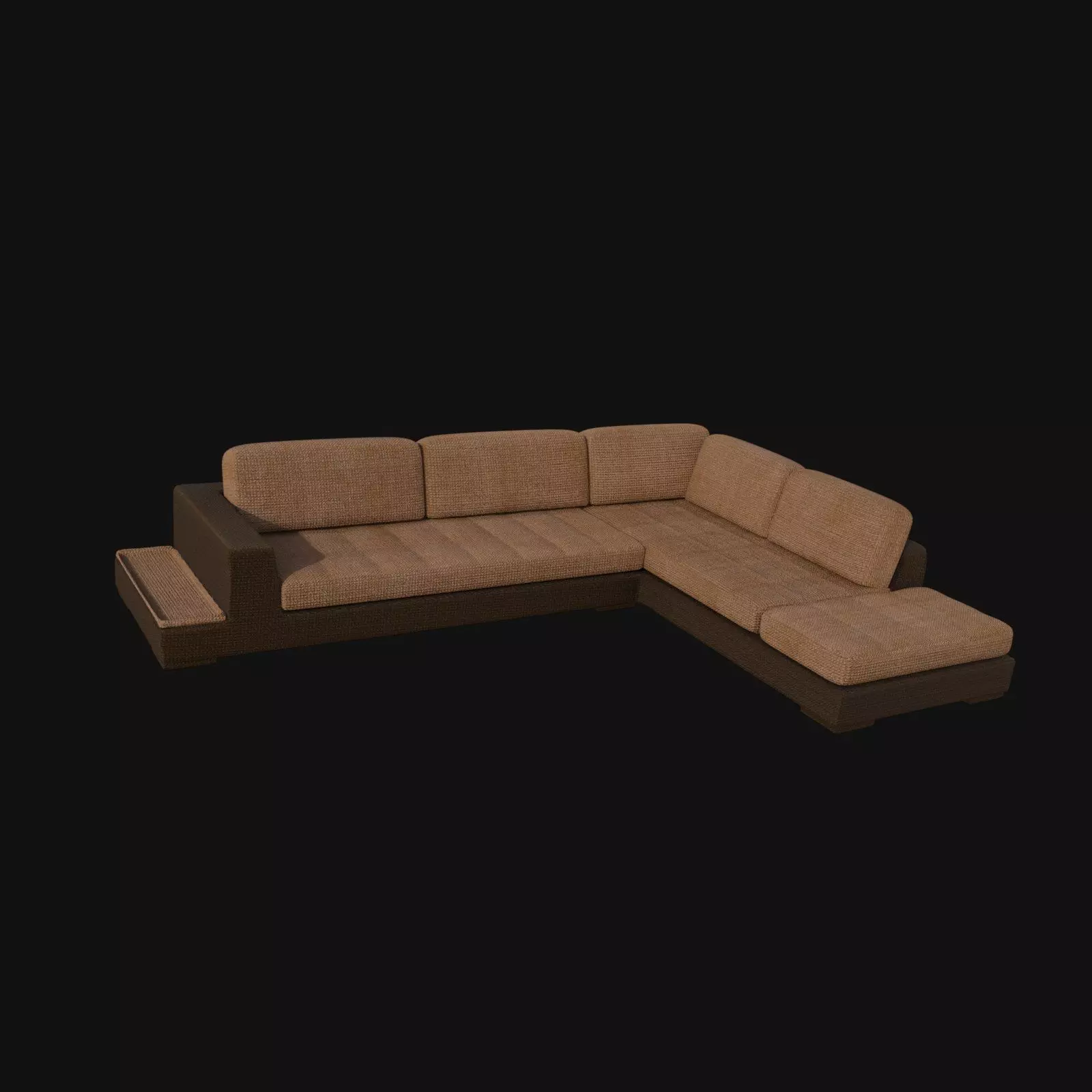 Dark brown and light brown sectional 3d model 3D model_0