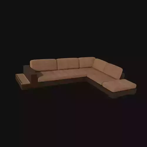Dark brown and light brown sectional 3d model