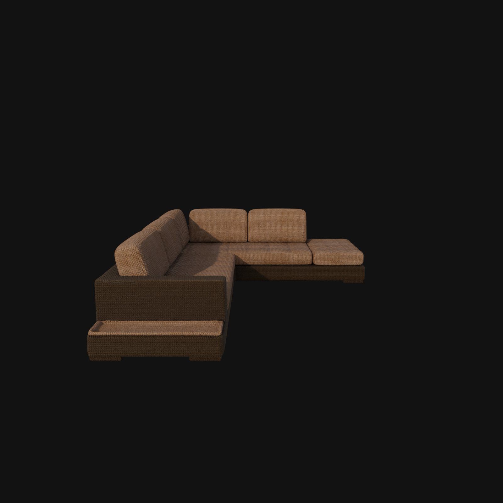 Dark brown and light brown sectional 3d model 3D model_4