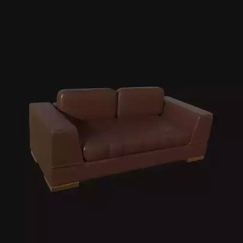 Chocolate brown two seater sofa 3d model