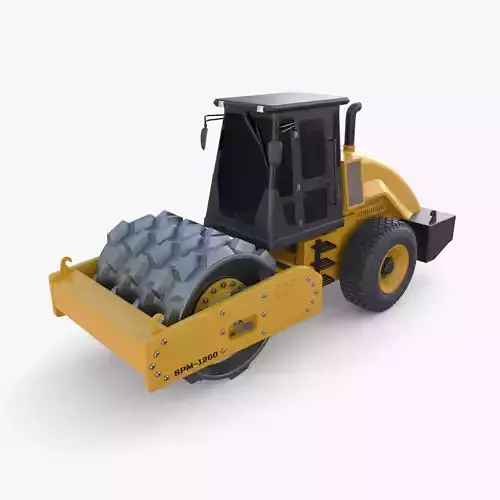 Road roller V8 Low-poly 3D model