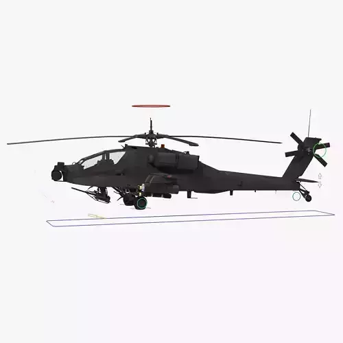 AH64A Apache Helicopter Gray Rigged Low-poly 3D model