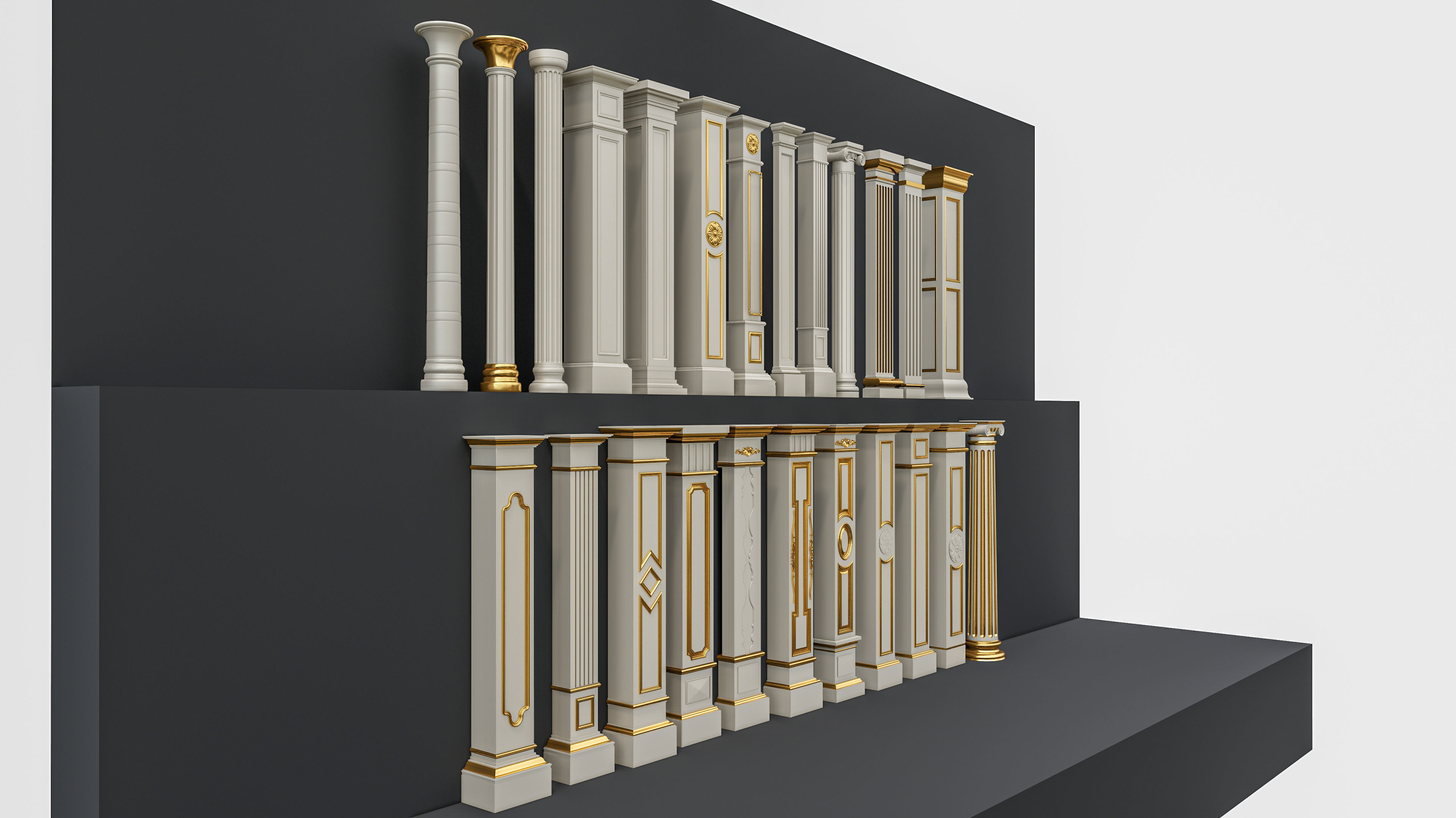 Classic columns carvings and gypsum cornice 6 Low-poly 3D model_7