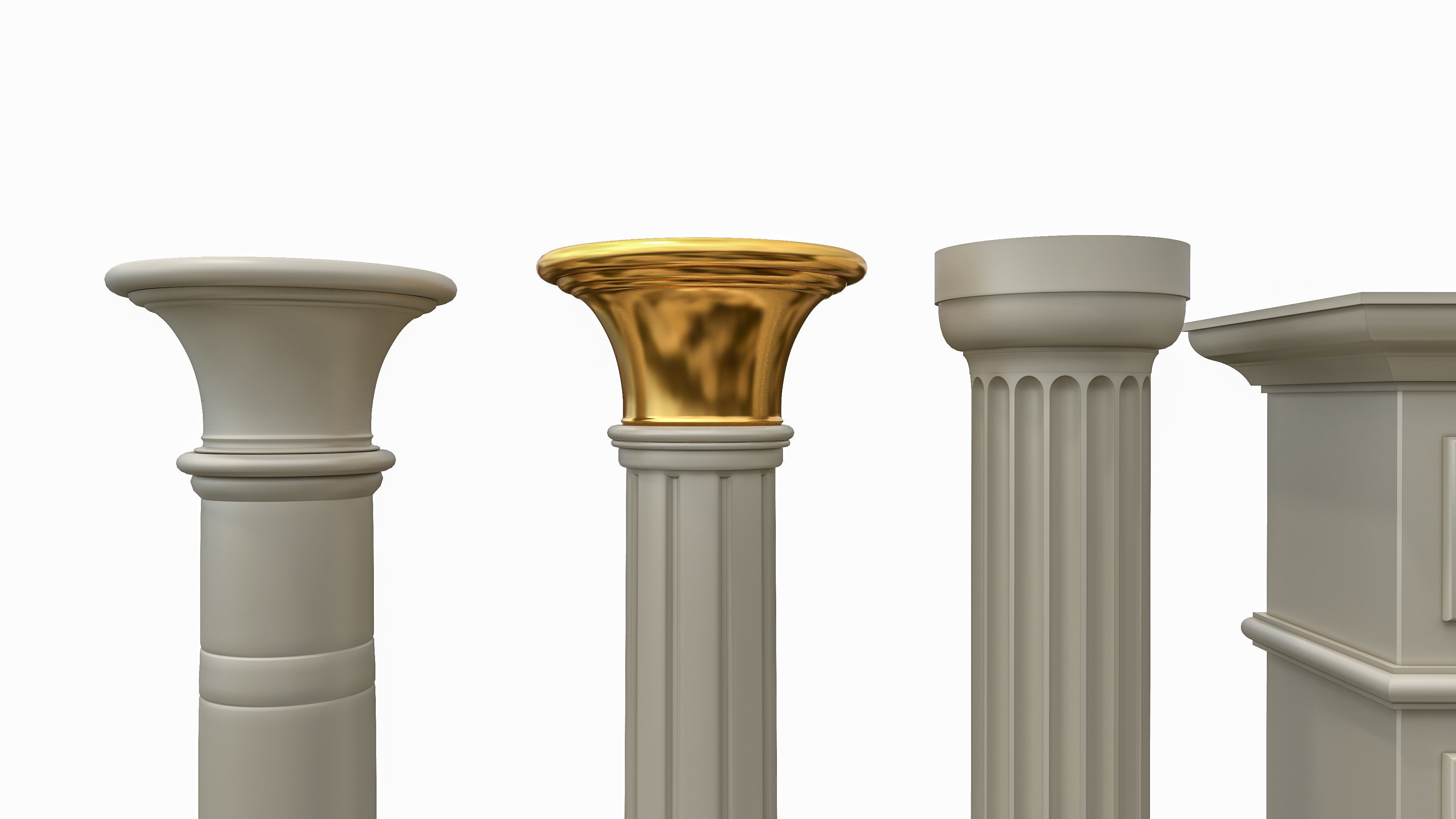 Classic columns carvings and gypsum cornice 6 Low-poly 3D model_16