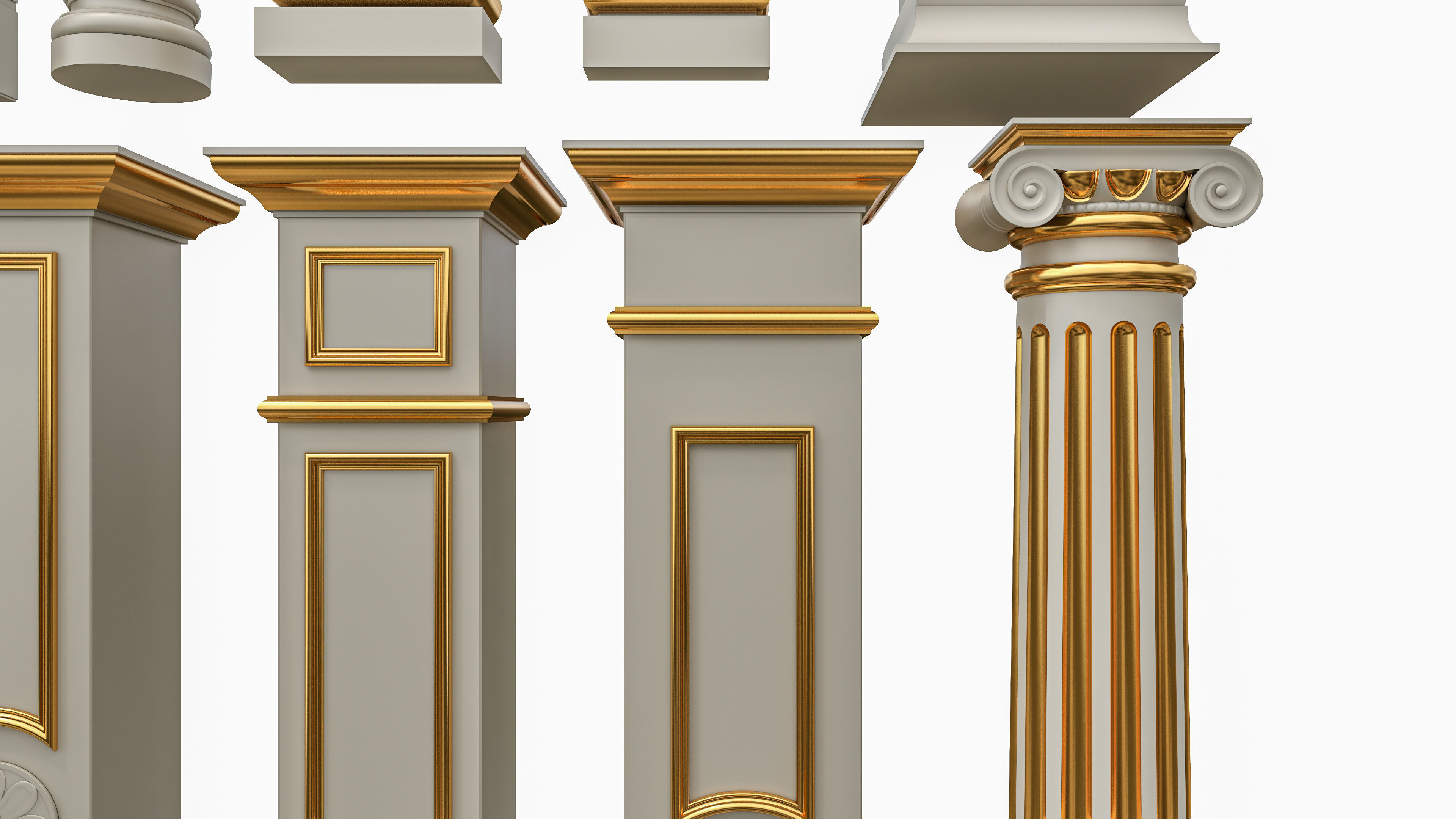 Classic columns carvings and gypsum cornice 6 Low-poly 3D model_15