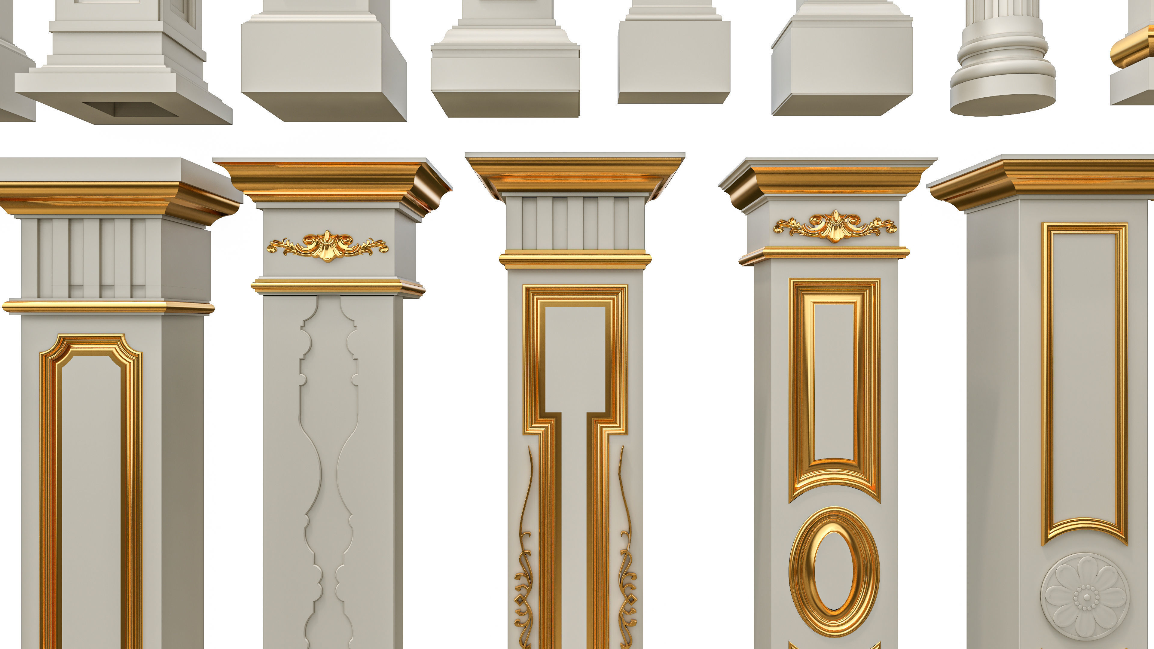 Classic columns carvings and gypsum cornice 6 Low-poly 3D model_18