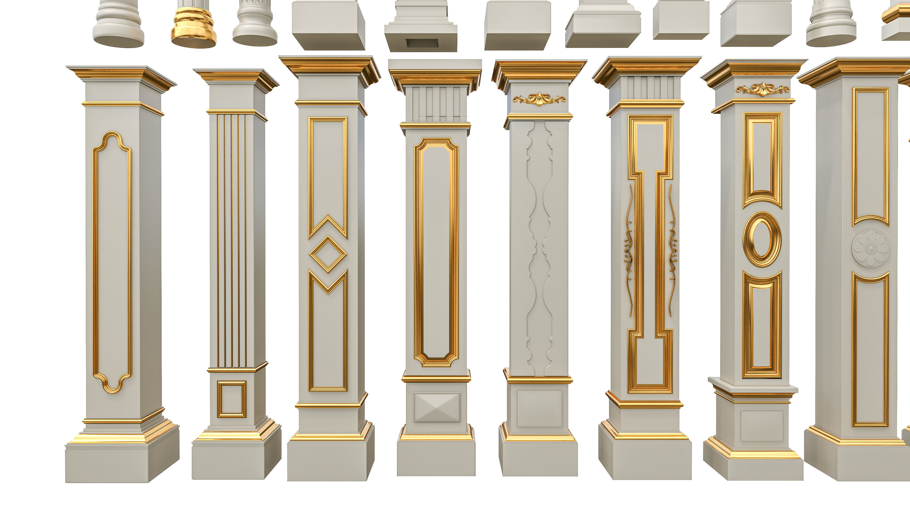 Classic columns carvings and gypsum cornice 6 Low-poly 3D model_20