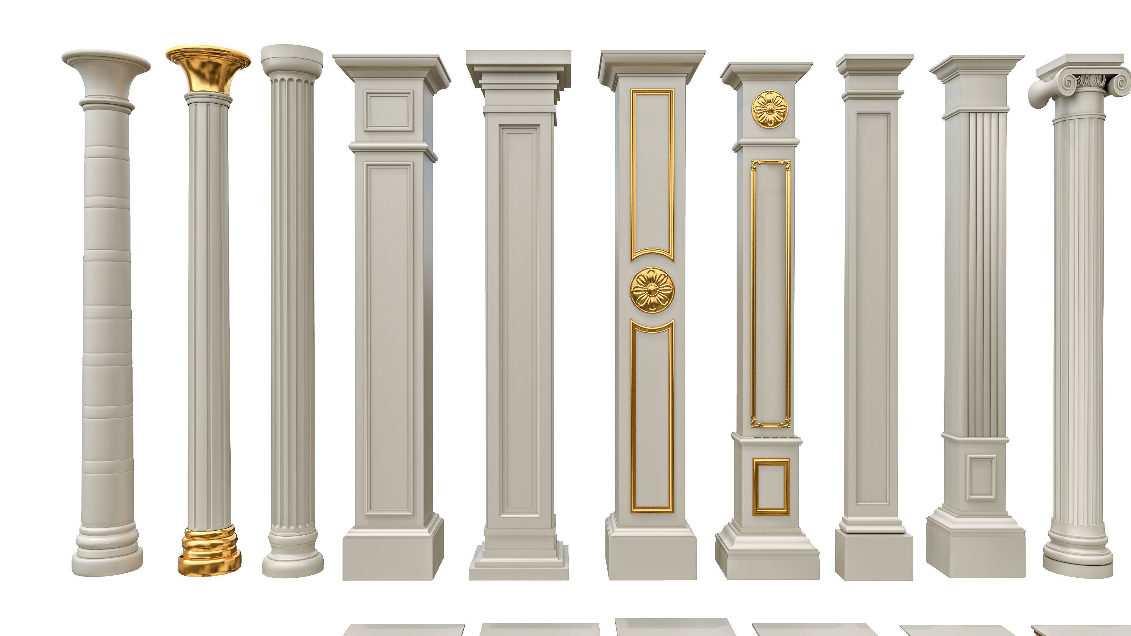 Classic columns carvings and gypsum cornice 6 Low-poly 3D model_13