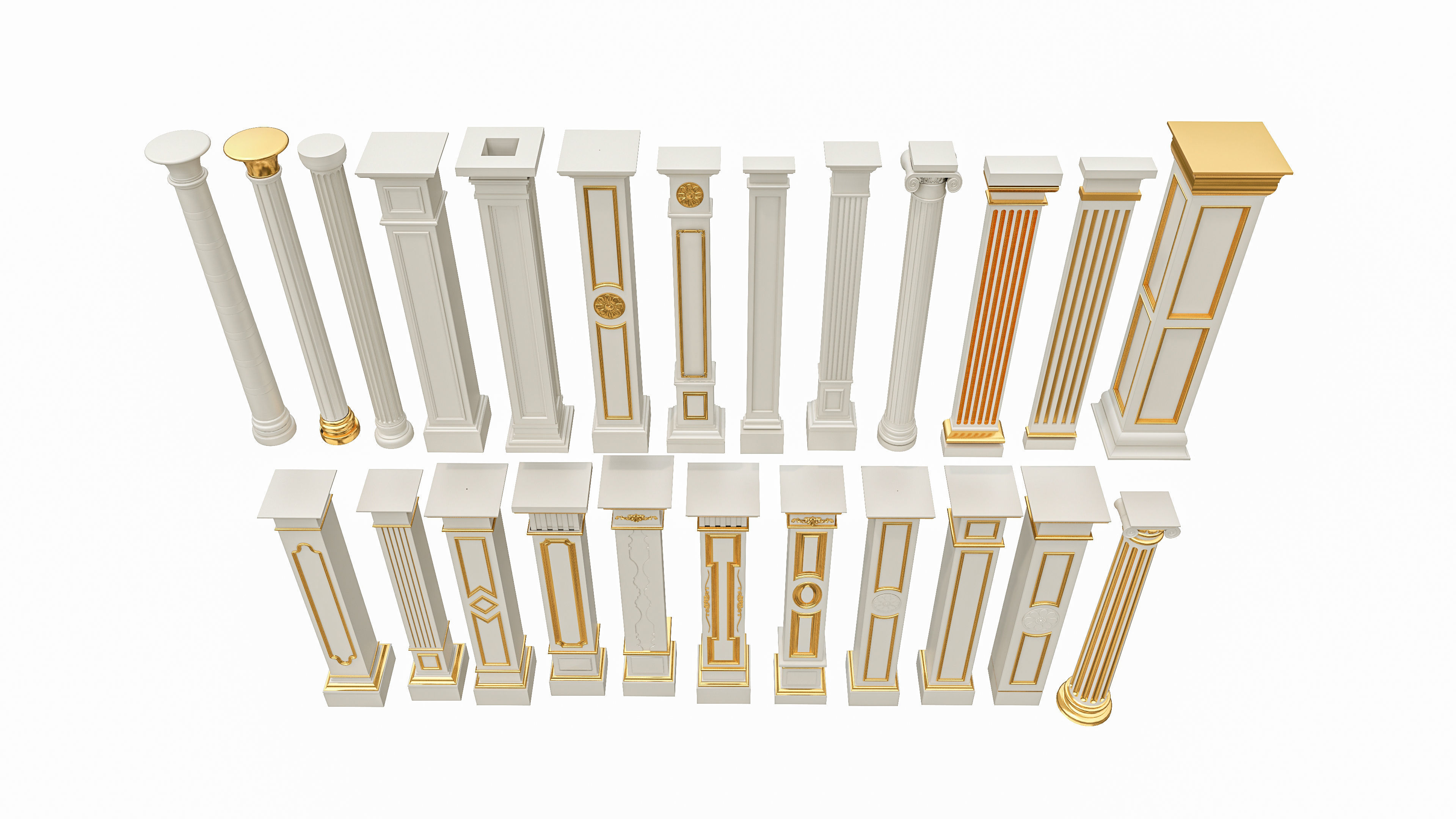 Classic columns carvings and gypsum cornice 6 Low-poly 3D model_17