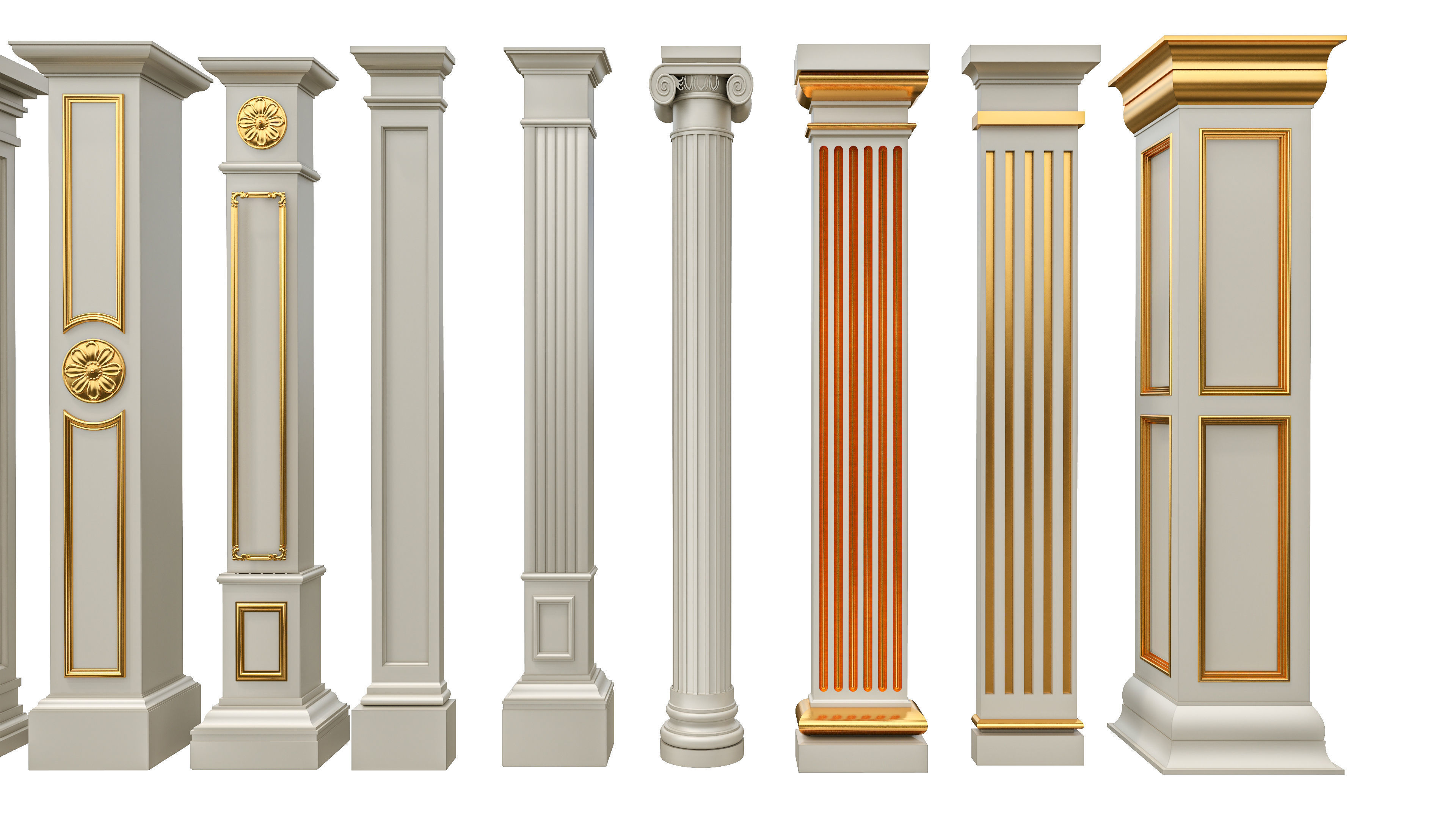 Classic columns carvings and gypsum cornice 6 Low-poly 3D model_11