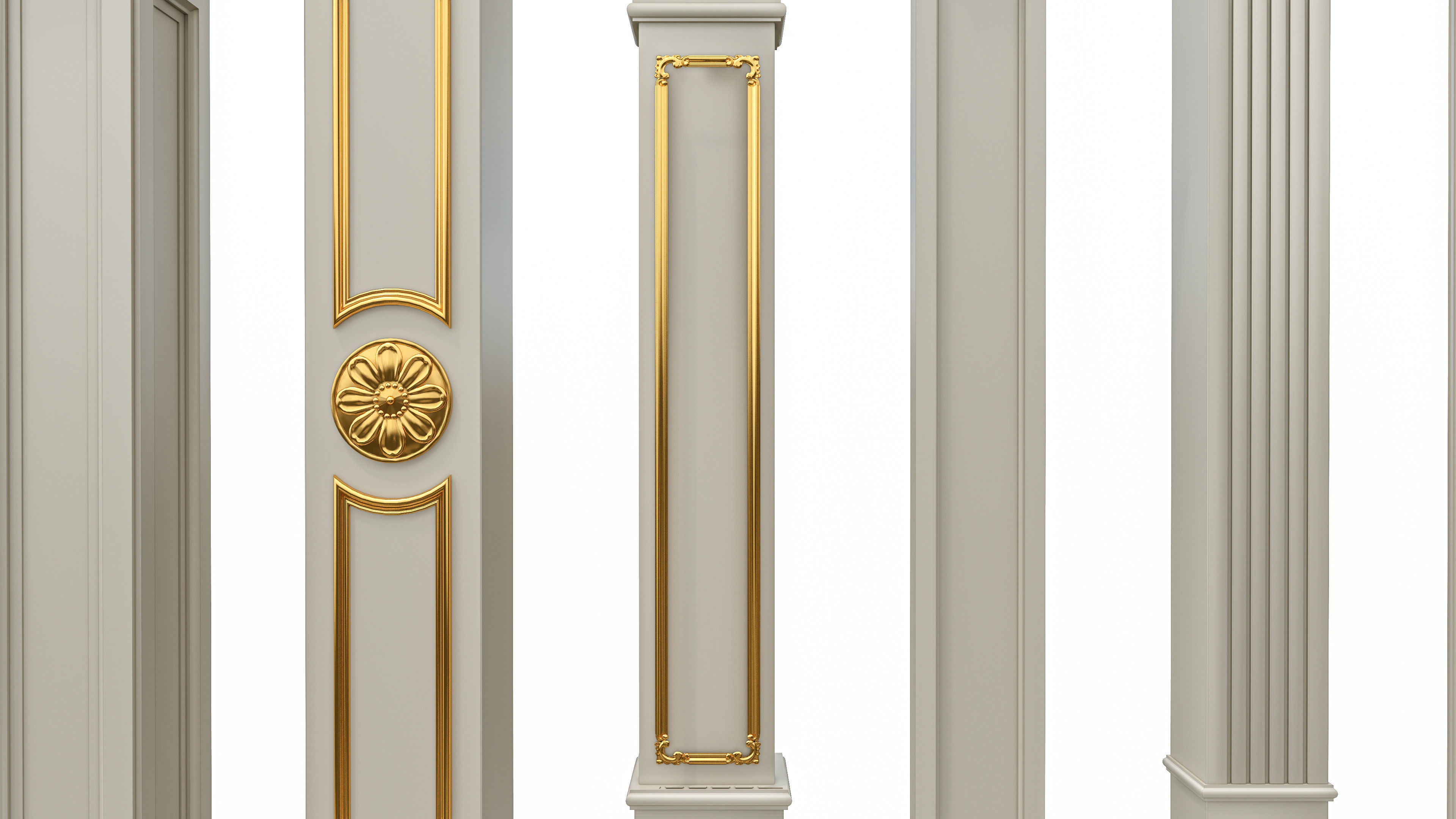 Classic columns carvings and gypsum cornice 6 Low-poly 3D model_9