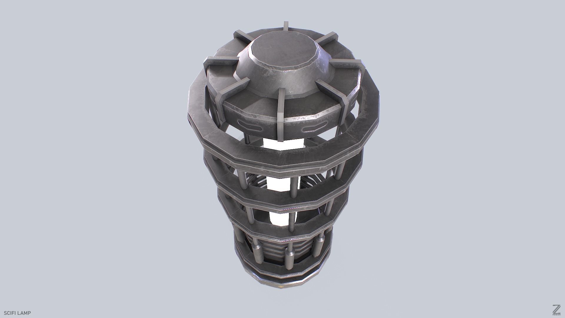 Sci fi lamp Low-poly 3D model_7