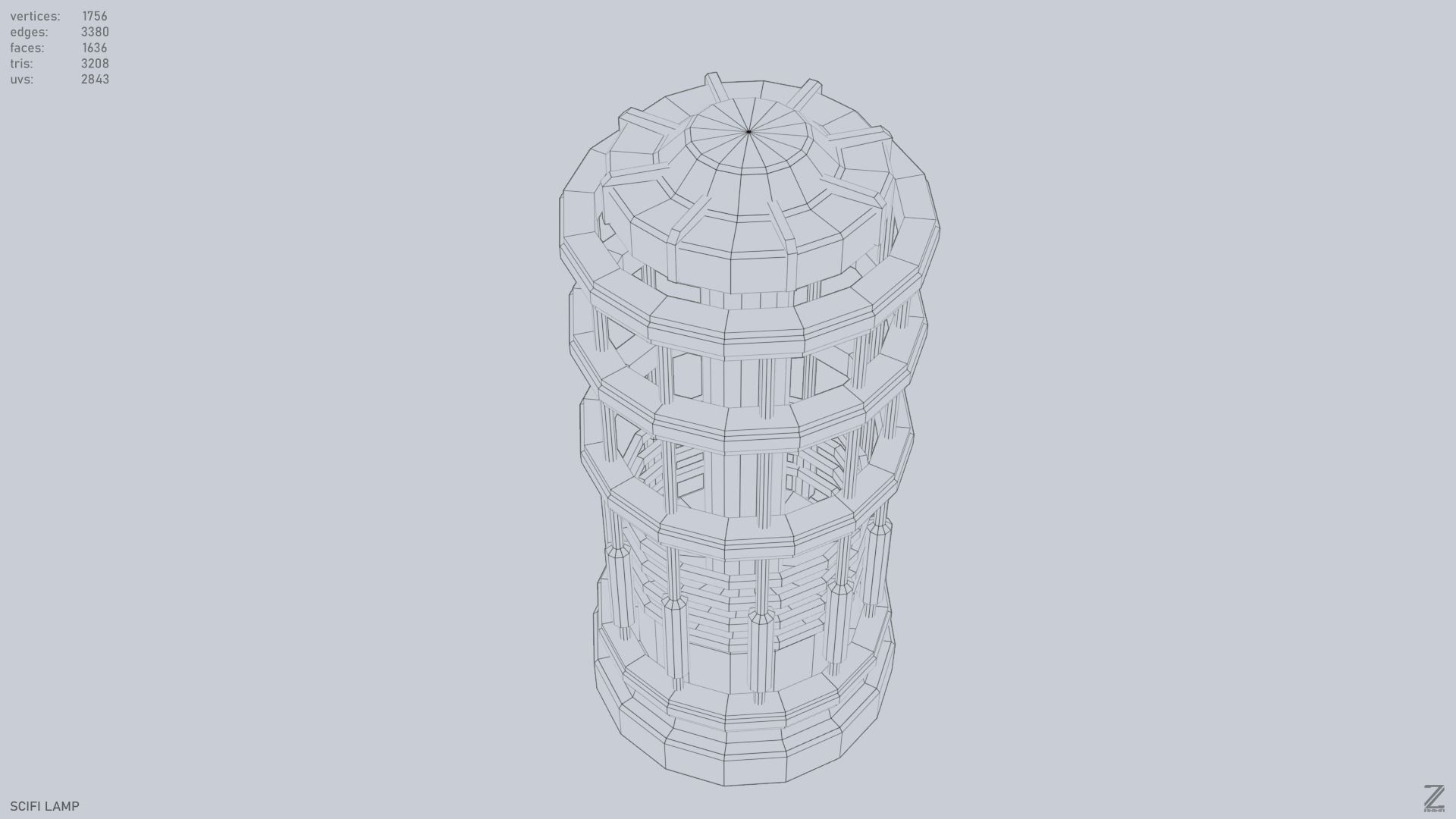 Sci fi lamp Low-poly 3D model_10