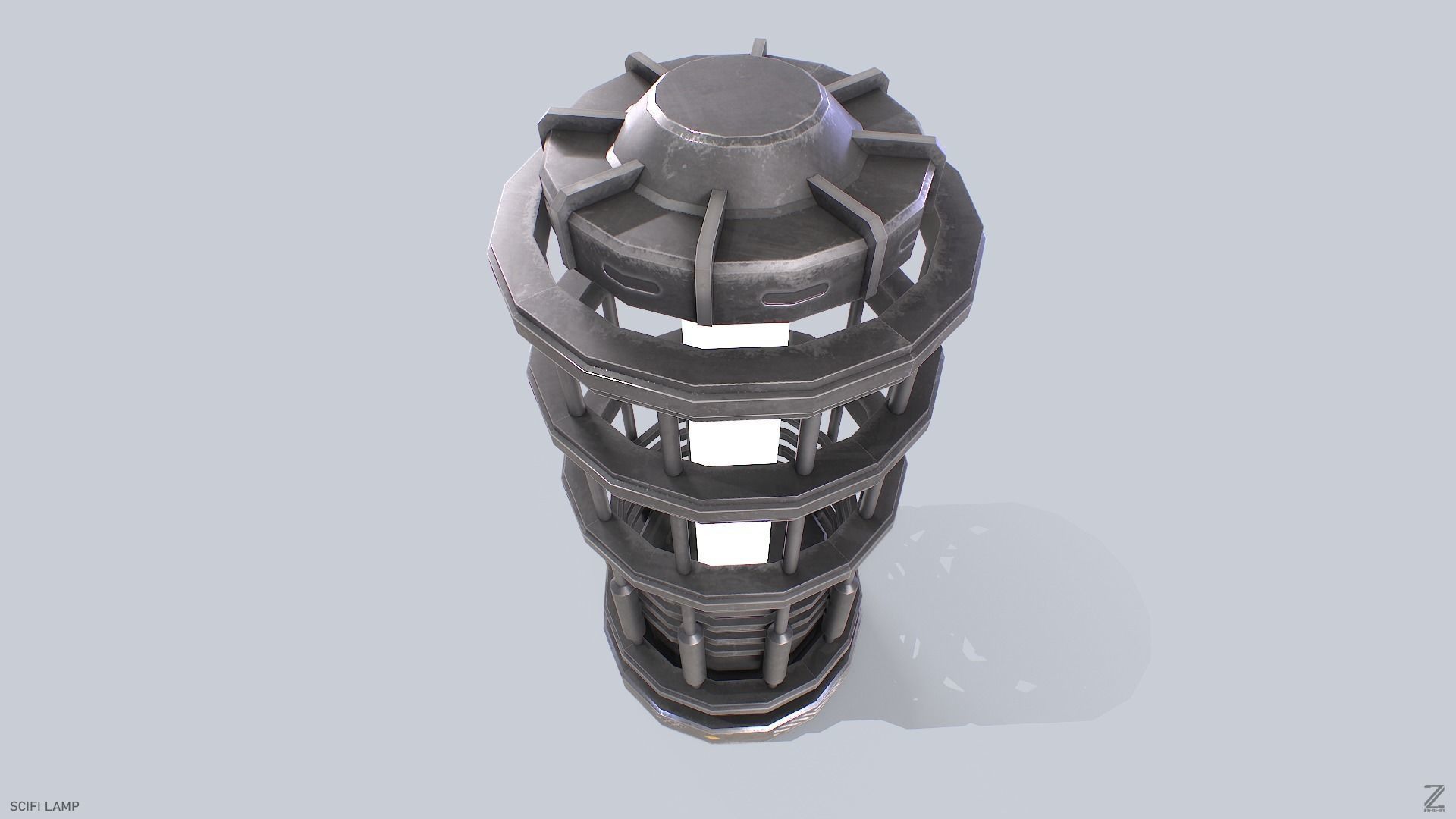 Sci fi lamp Low-poly 3D model_2