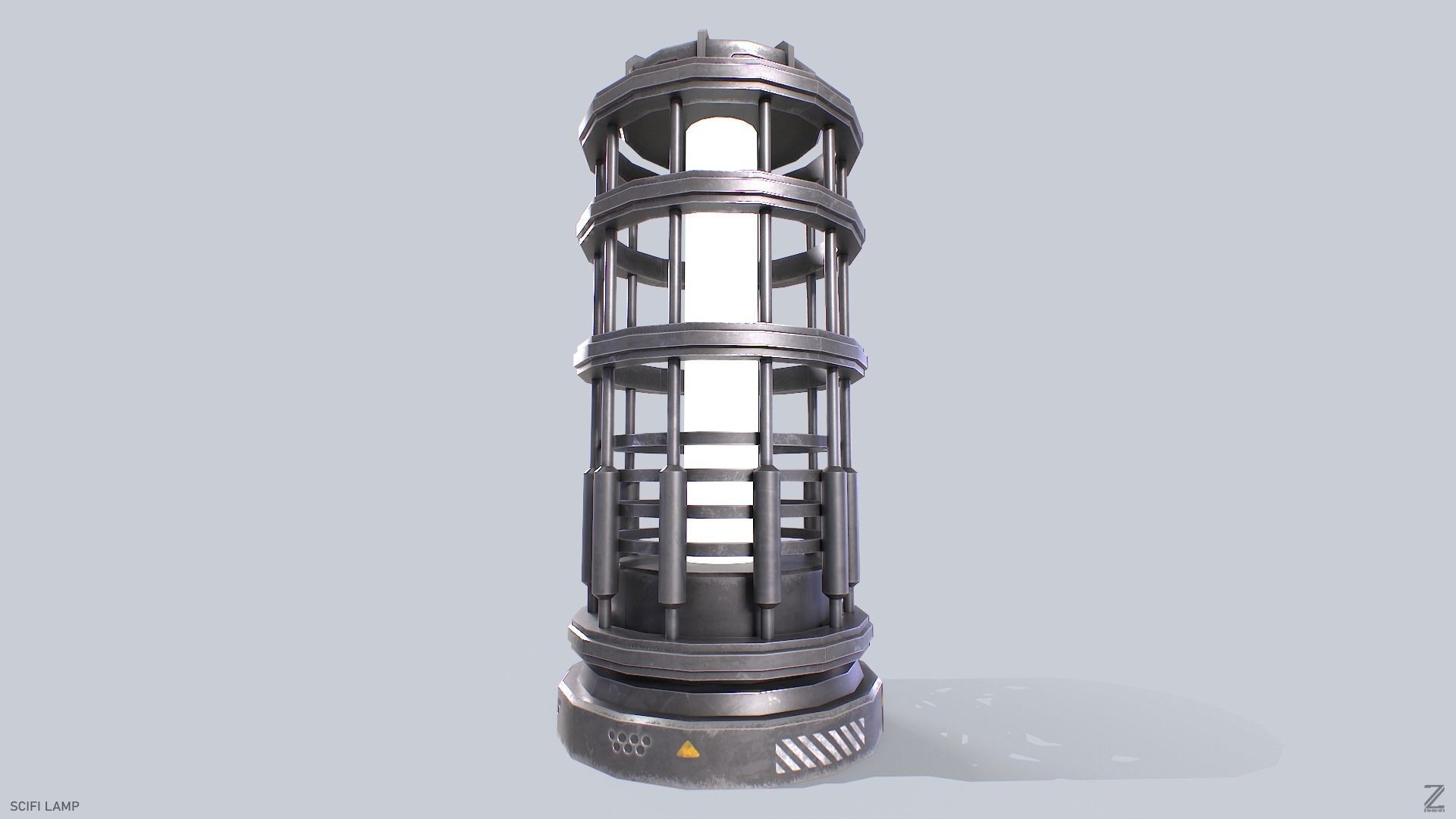 Sci fi lamp Low-poly 3D model_4