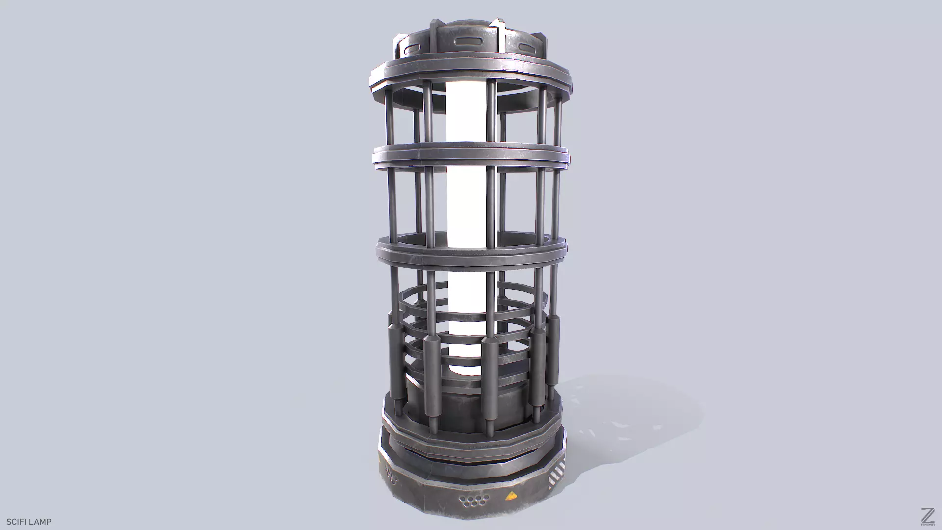 Sci fi lamp Low-poly 3D model_0