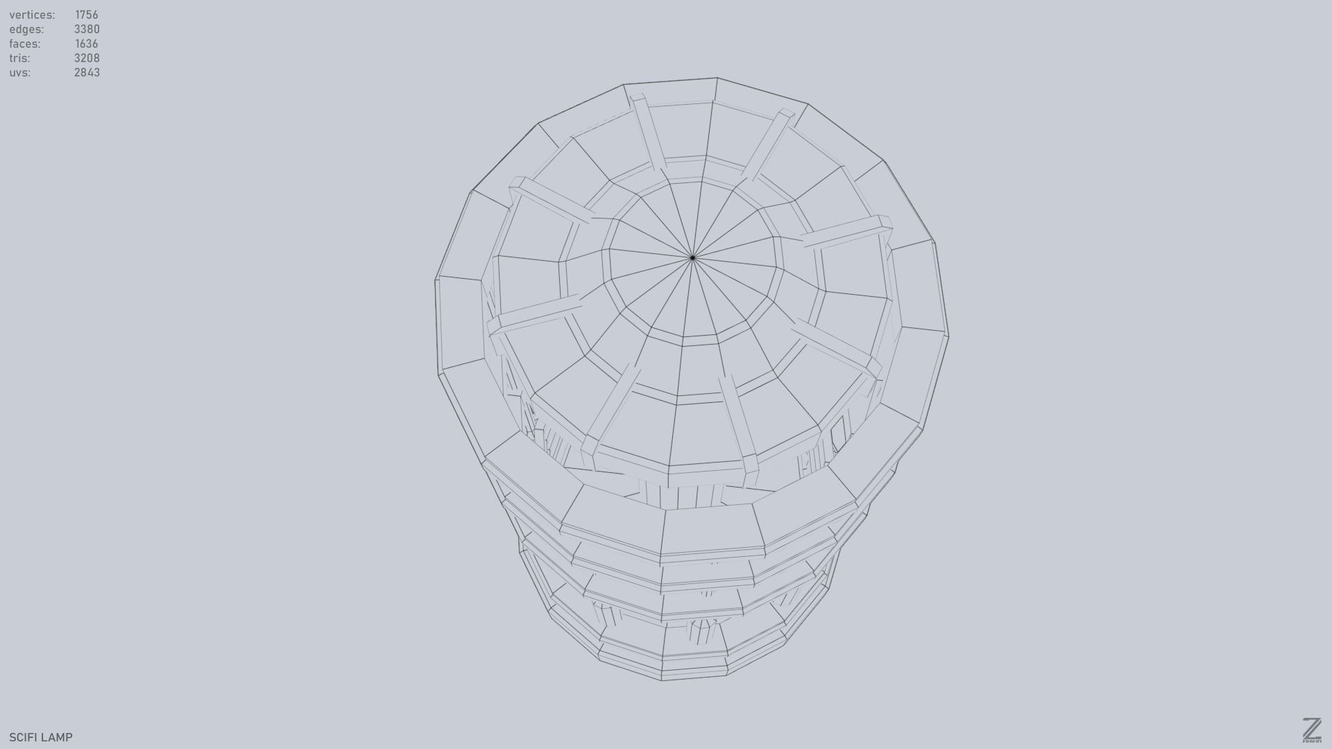 Sci fi lamp Low-poly 3D model_11