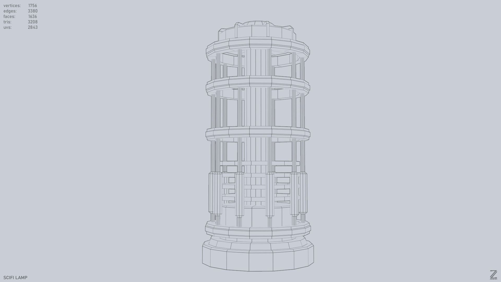 Sci fi lamp Low-poly 3D model_13