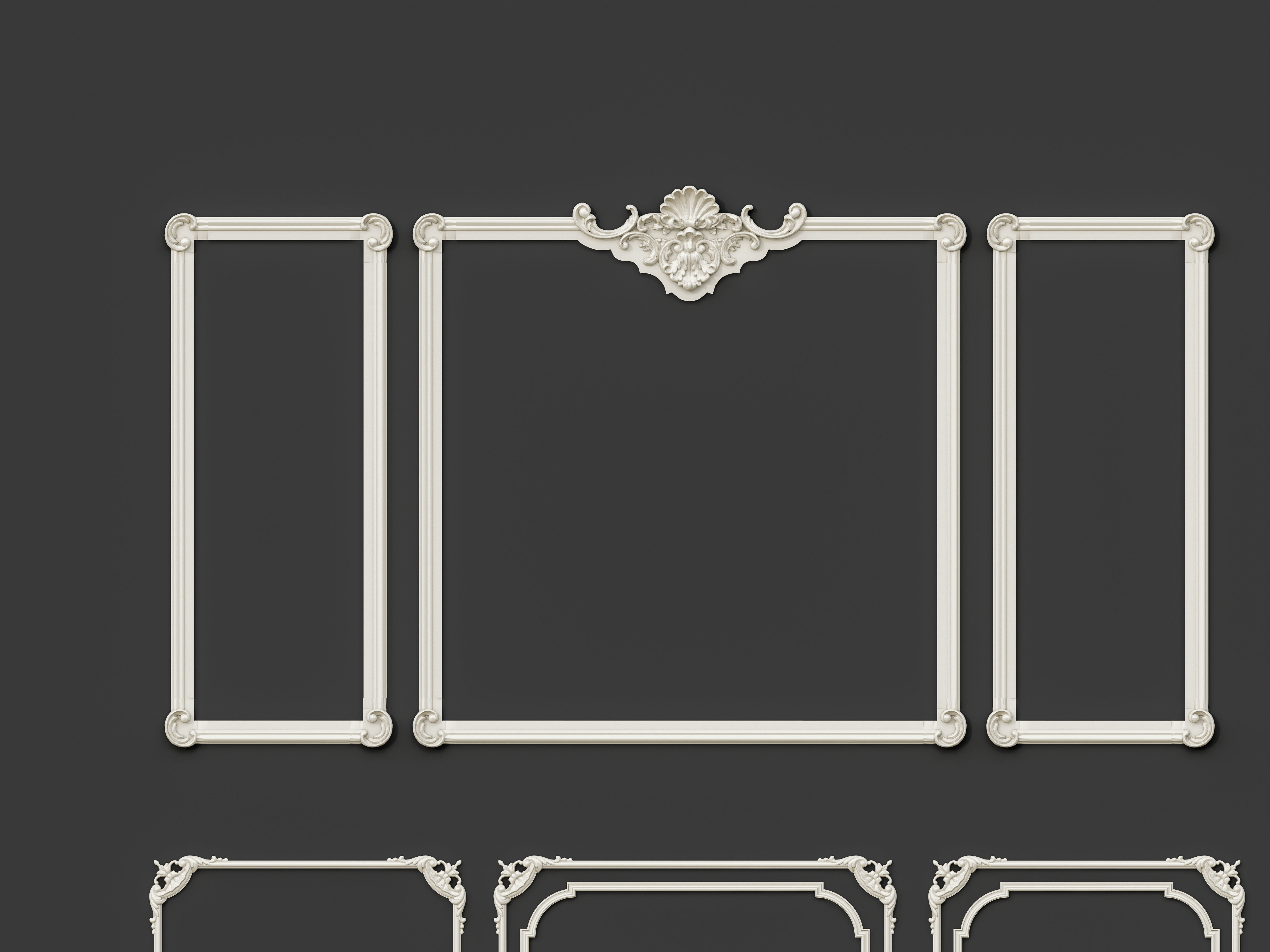 Classic Wall moldings and gypsum cornice 9 3D model_10