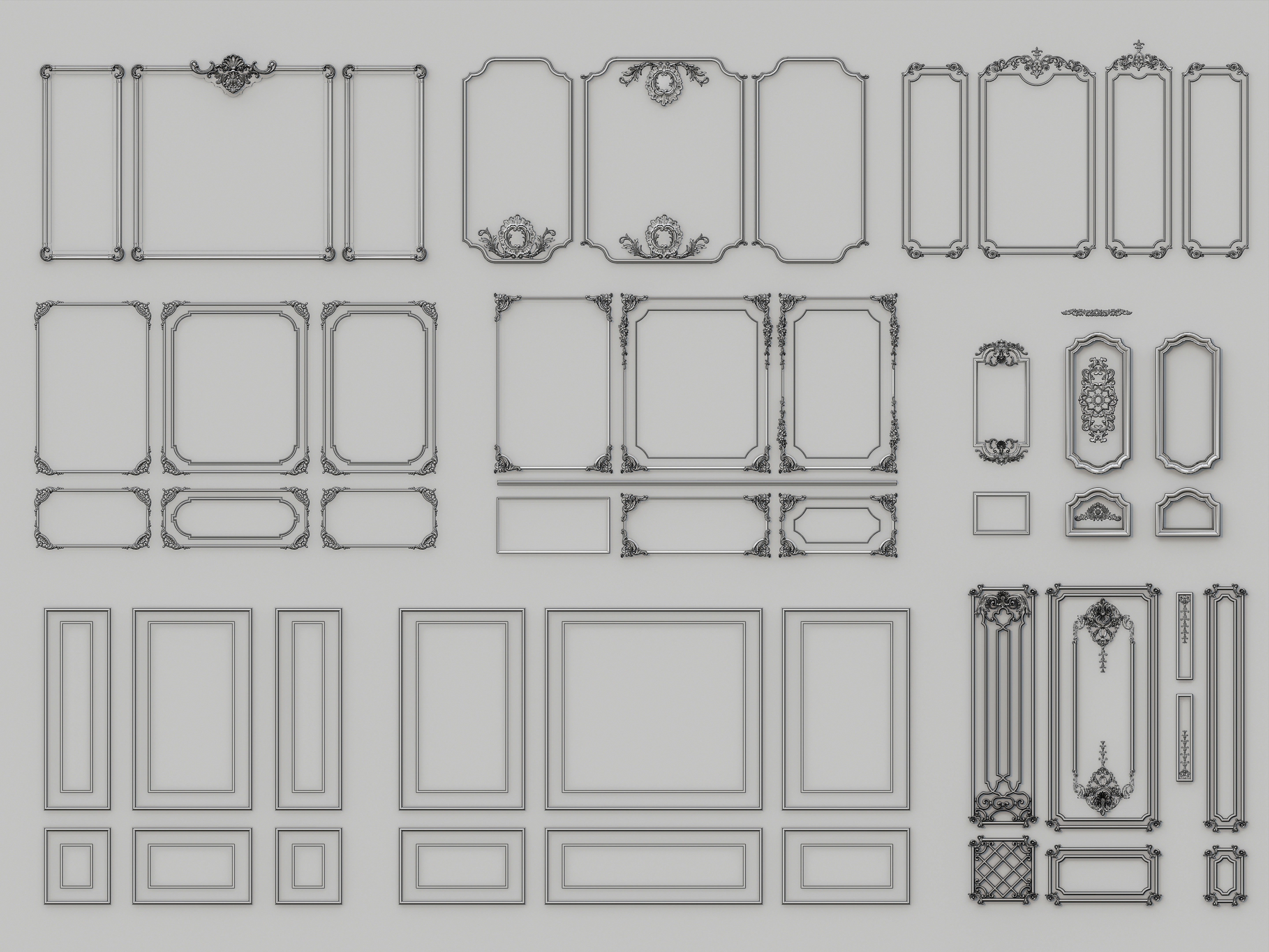 Classic Wall moldings and gypsum cornice 9 3D model_19