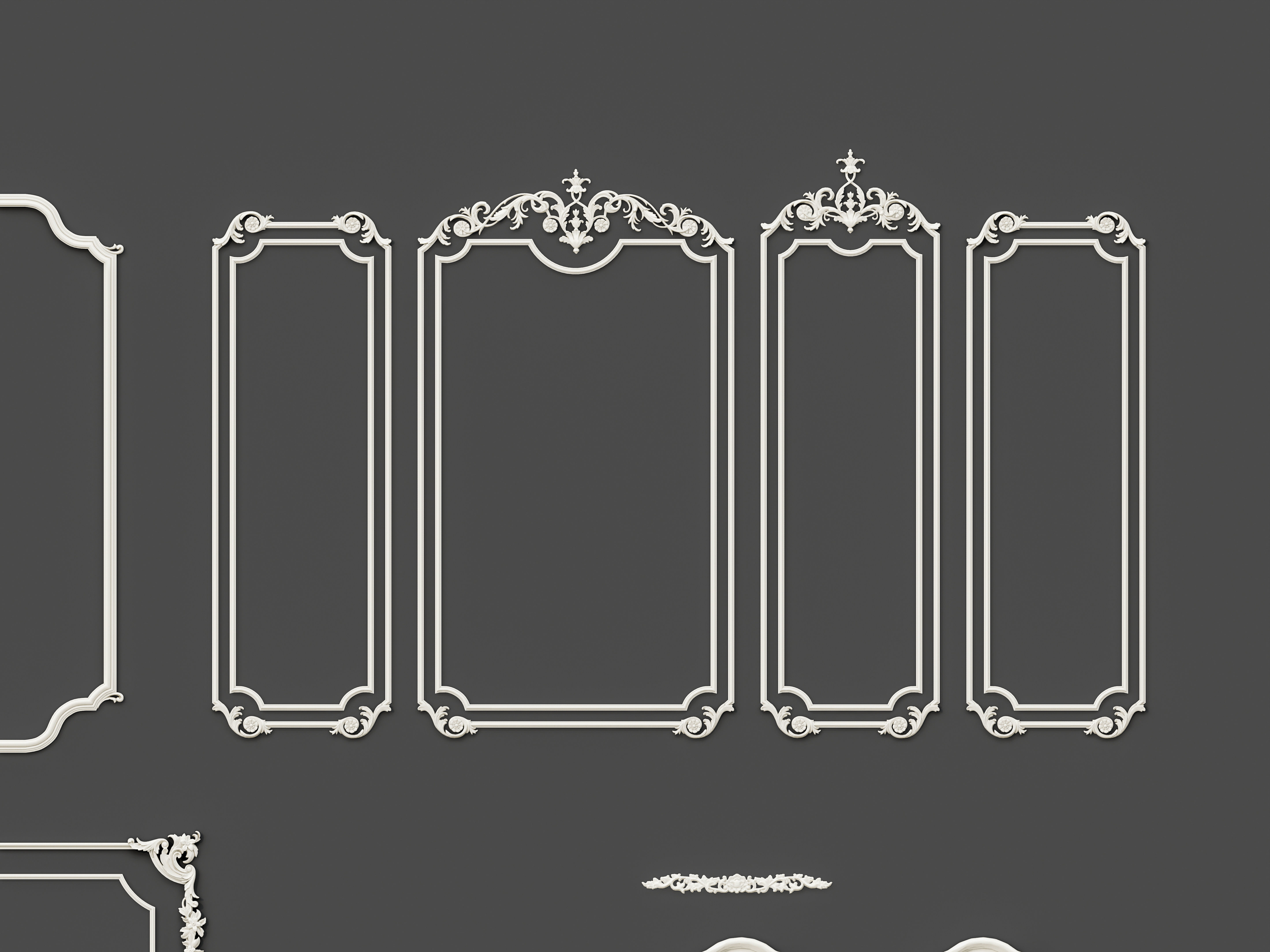 Classic Wall moldings and gypsum cornice 9 3D model_16