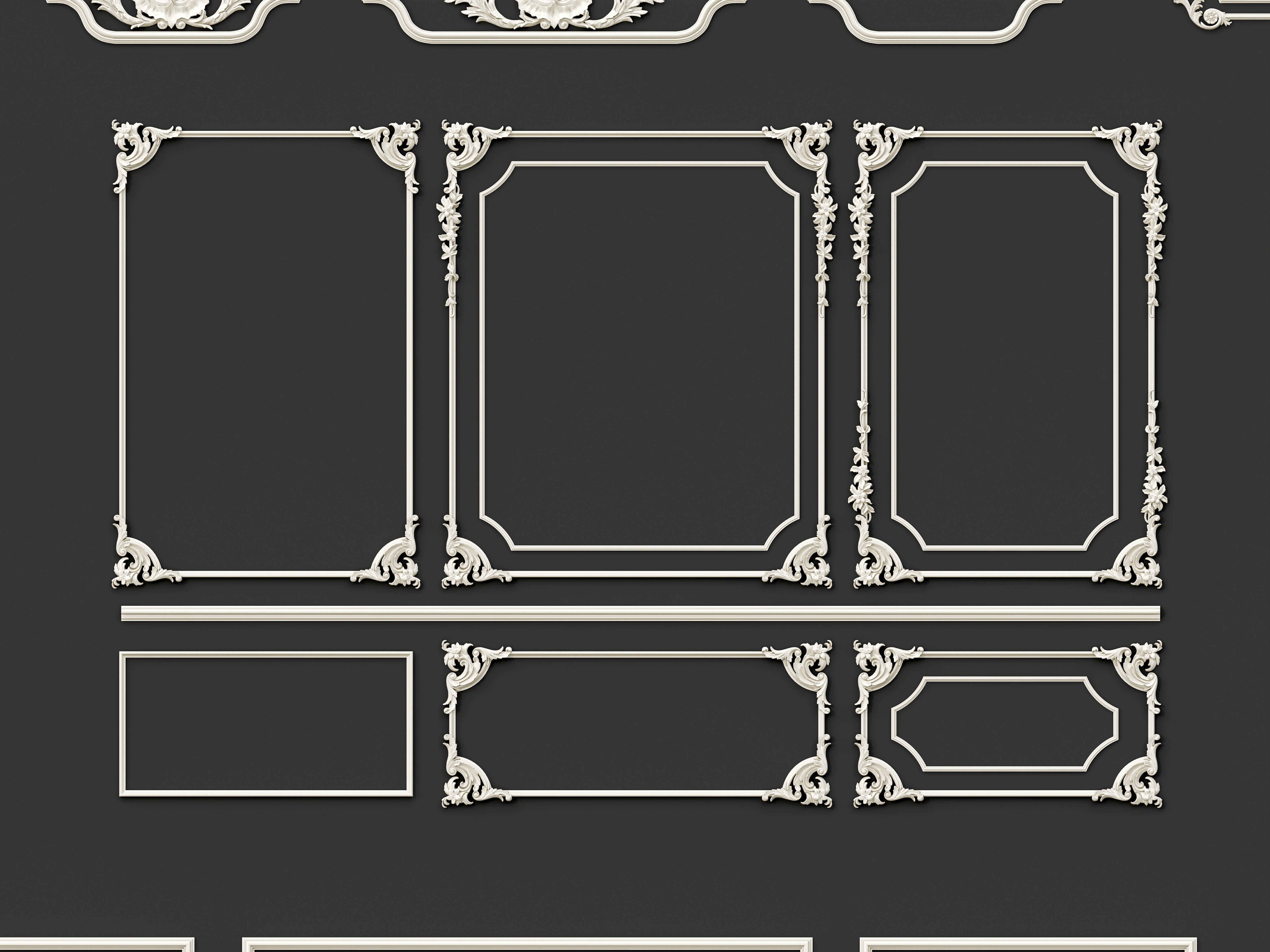 Classic Wall moldings and gypsum cornice 9 3D model_13