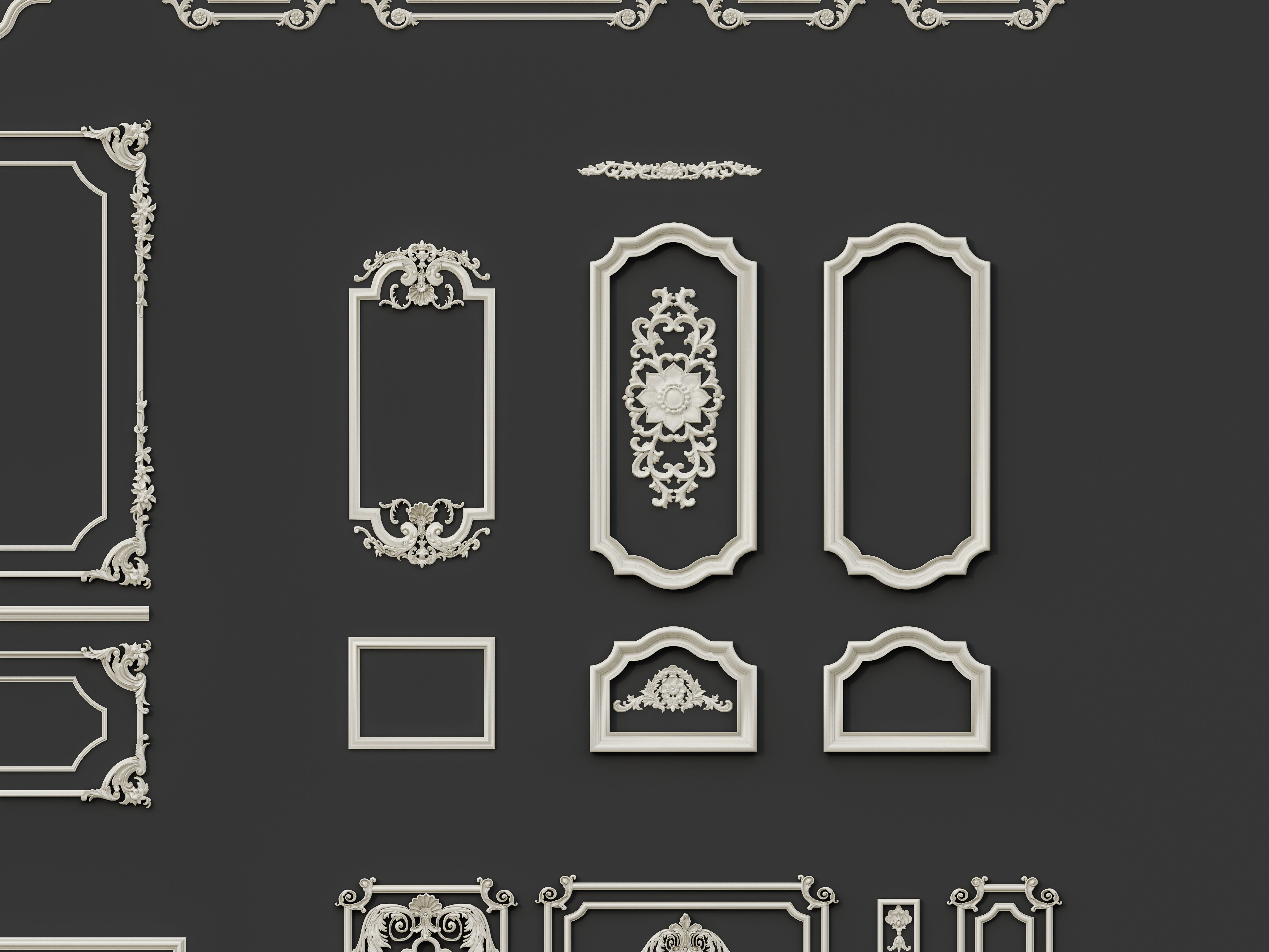 Classic Wall moldings and gypsum cornice 9 3D model_14