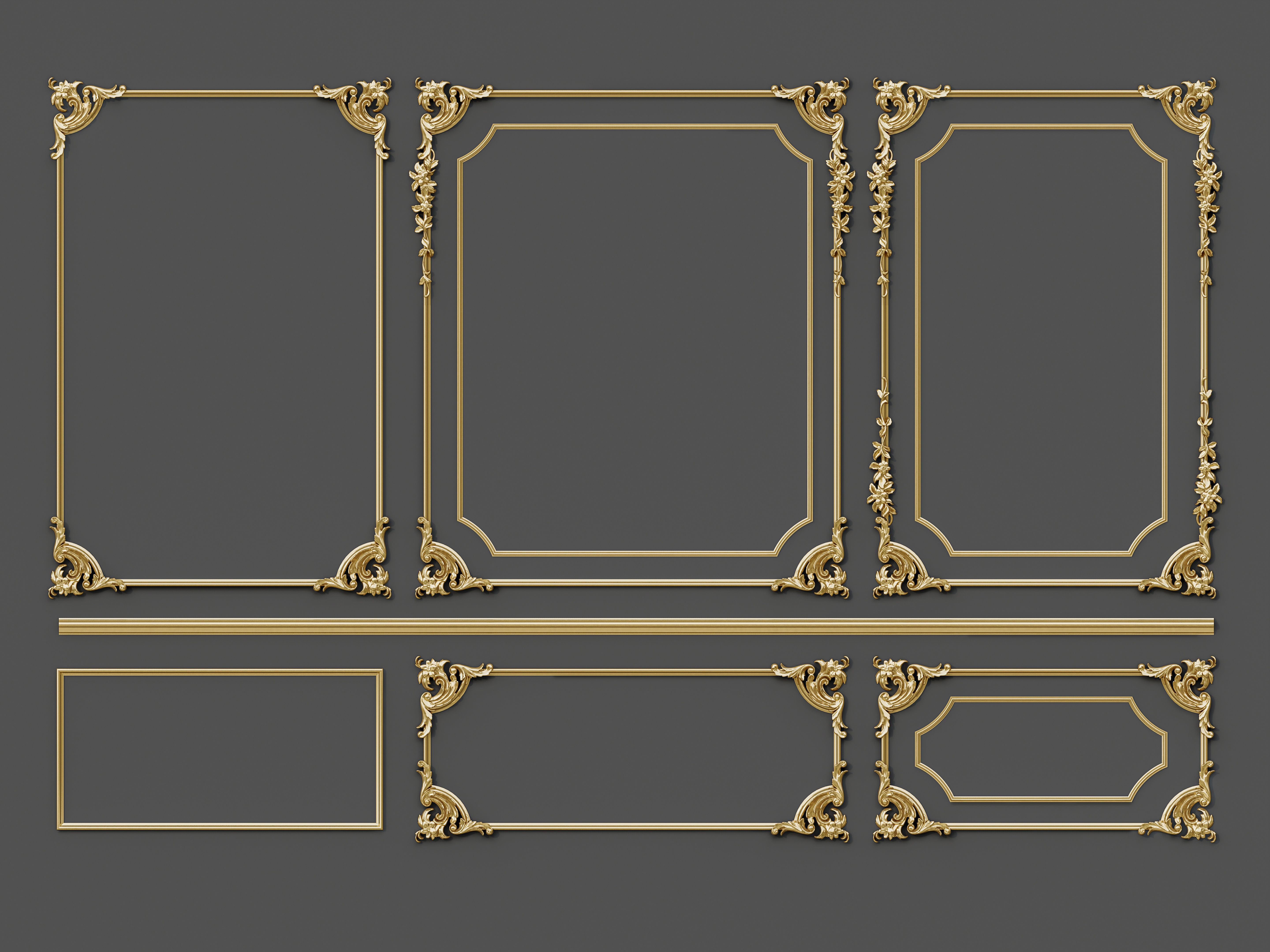 Classic Wall moldings and gypsum cornice 9 3D model_6