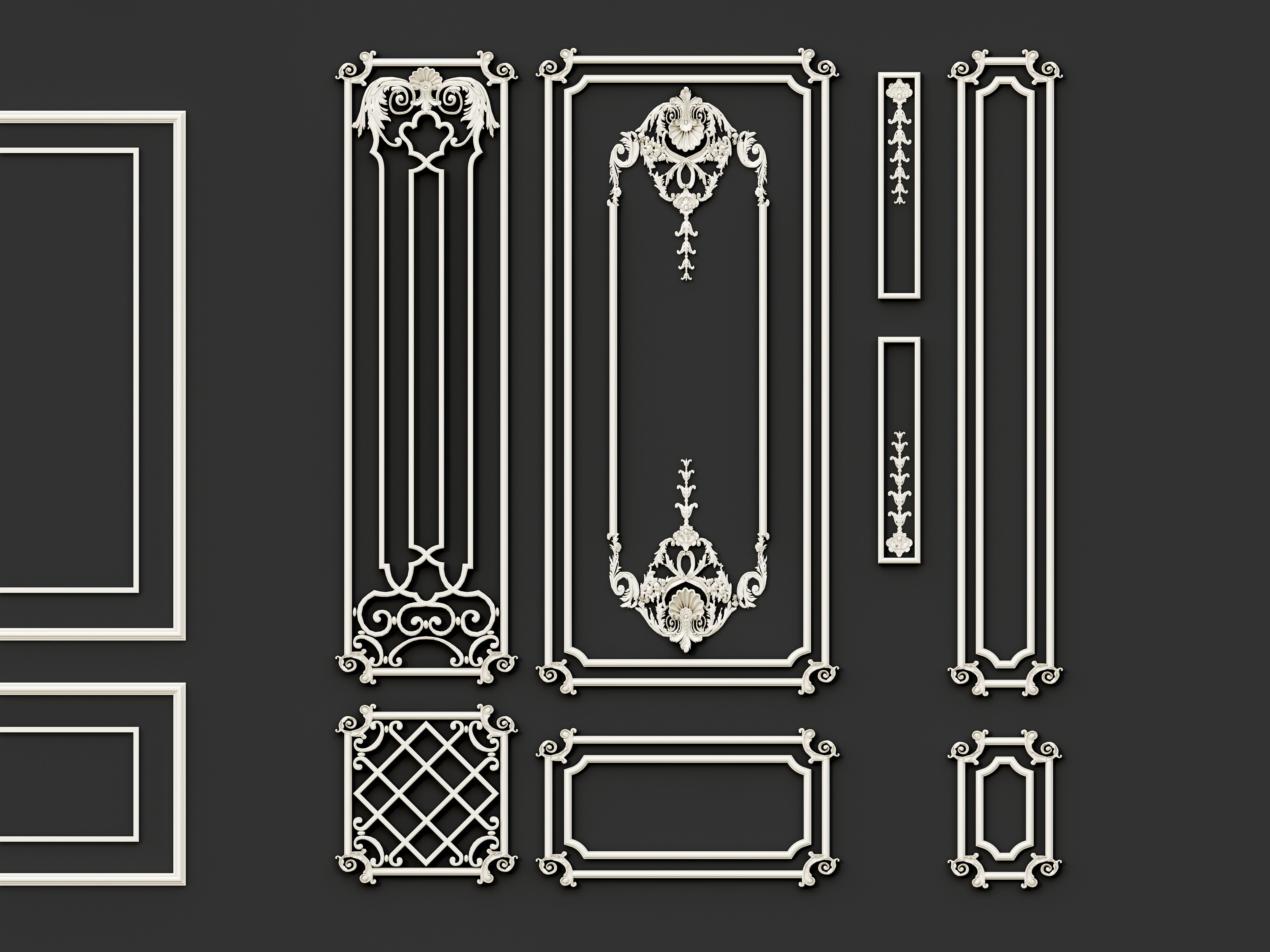 Classic Wall moldings and gypsum cornice 9 3D model_17