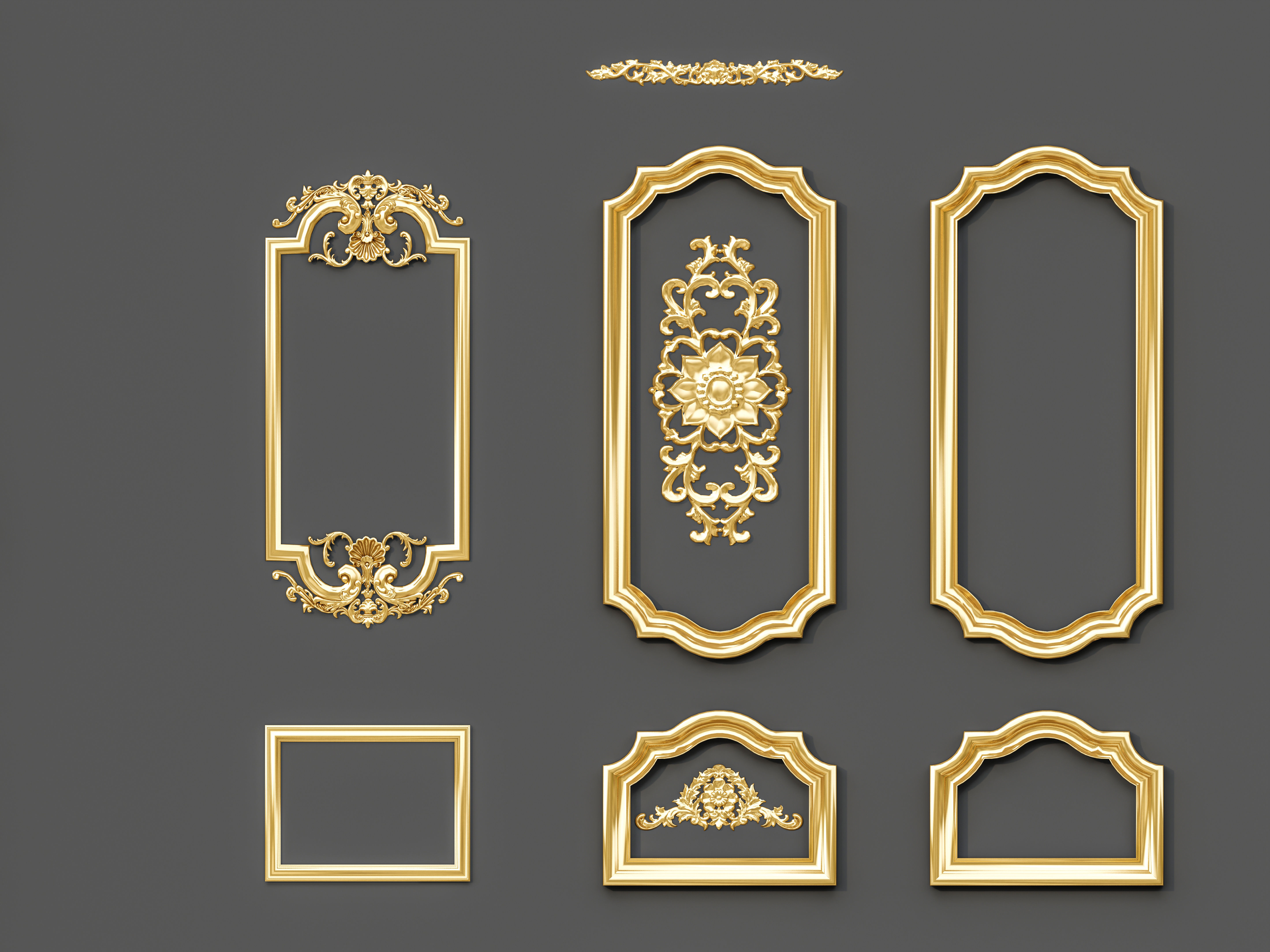 Classic Wall moldings and gypsum cornice 9 3D model_5