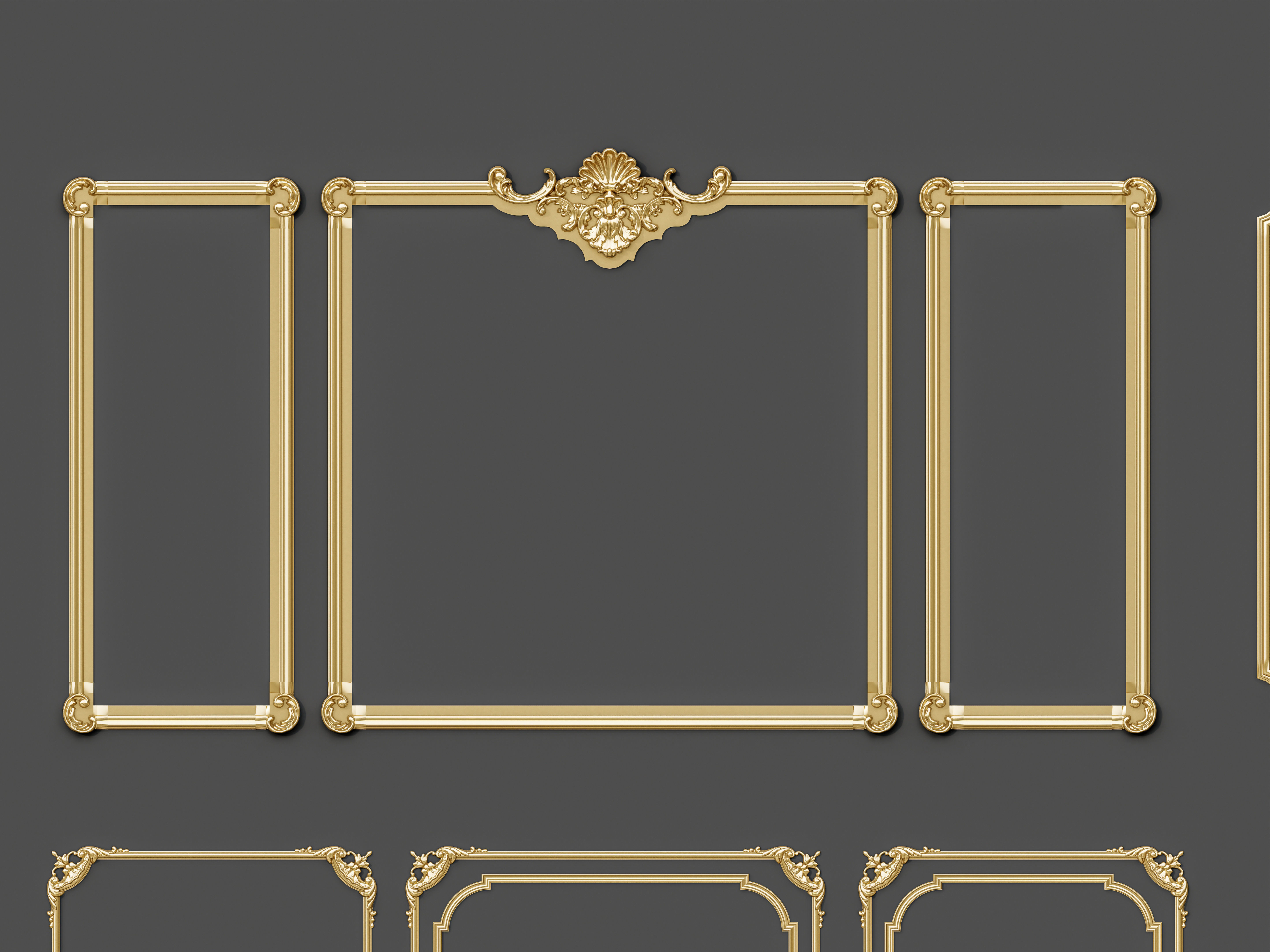 Classic Wall moldings and gypsum cornice 9 3D model_8