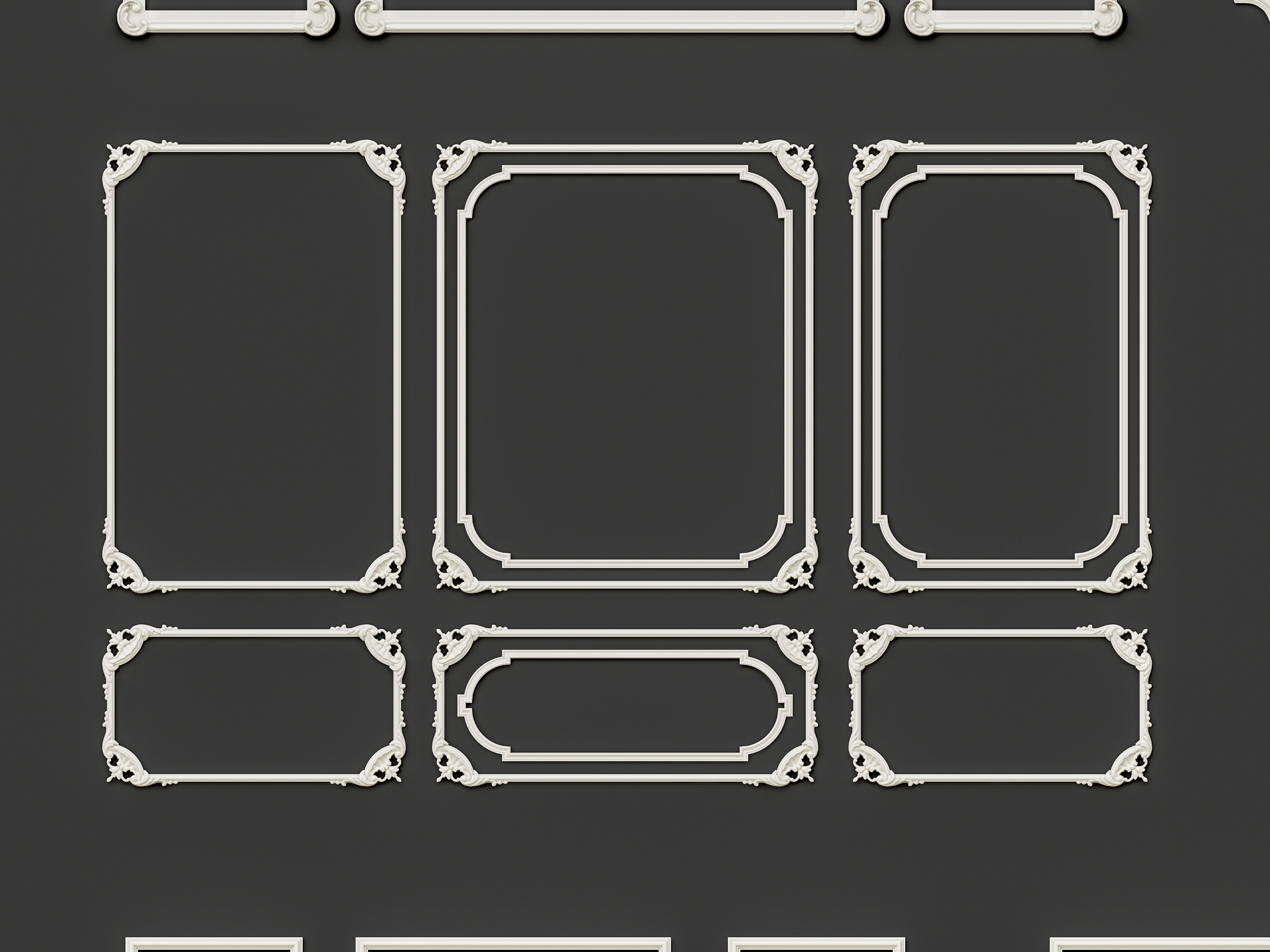 Classic Wall moldings and gypsum cornice 9 3D model_12