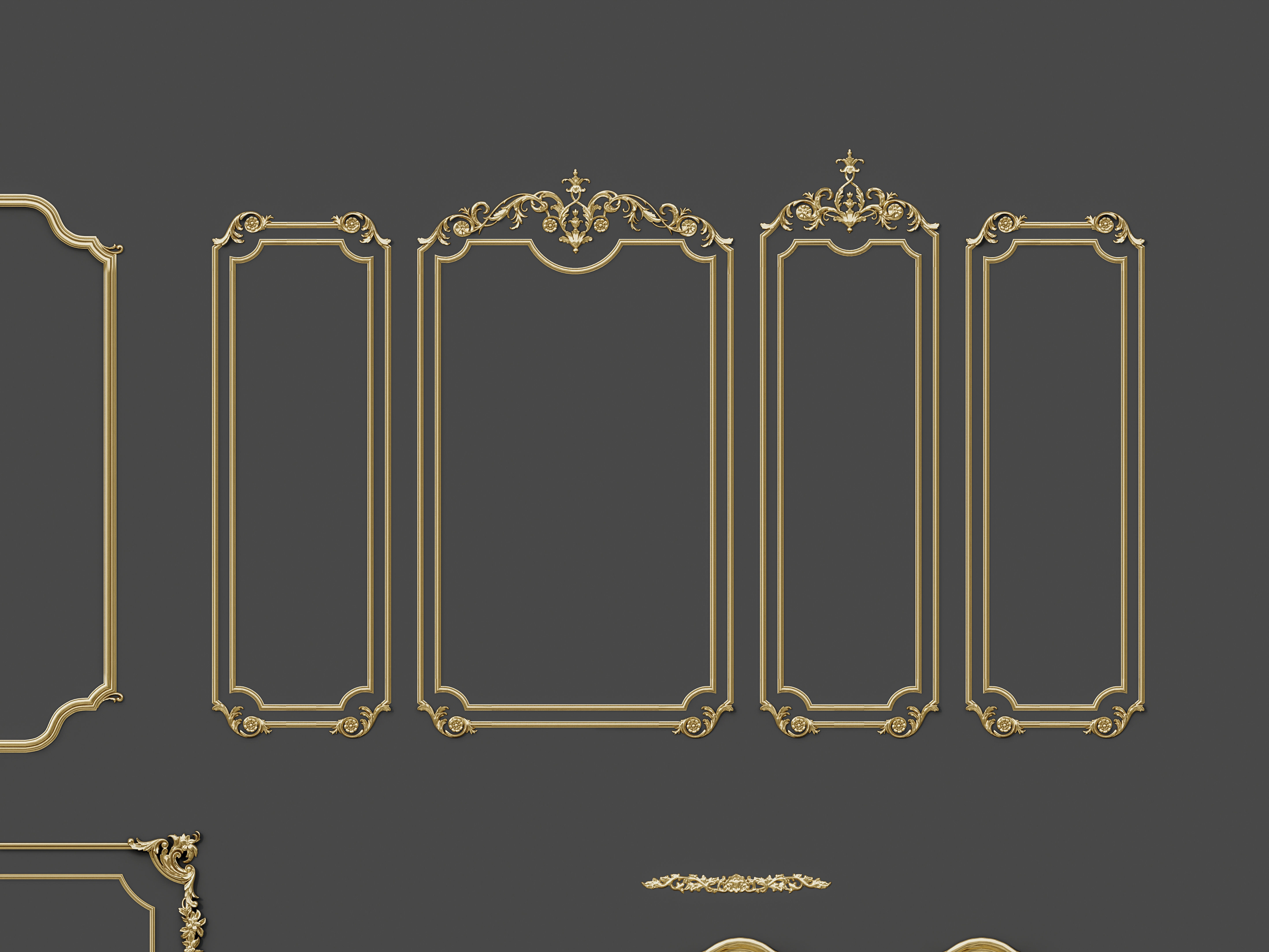 Classic Wall moldings and gypsum cornice 9 3D model_11