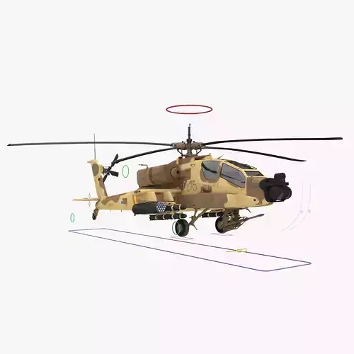 AH64A Apache Helicopter Desert Rigged Low-poly 3D model