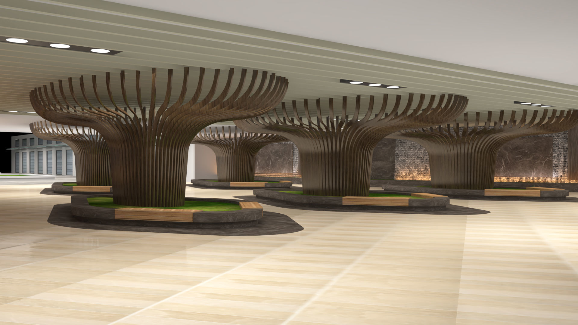 Sunken plaza aerocity 3D model_1