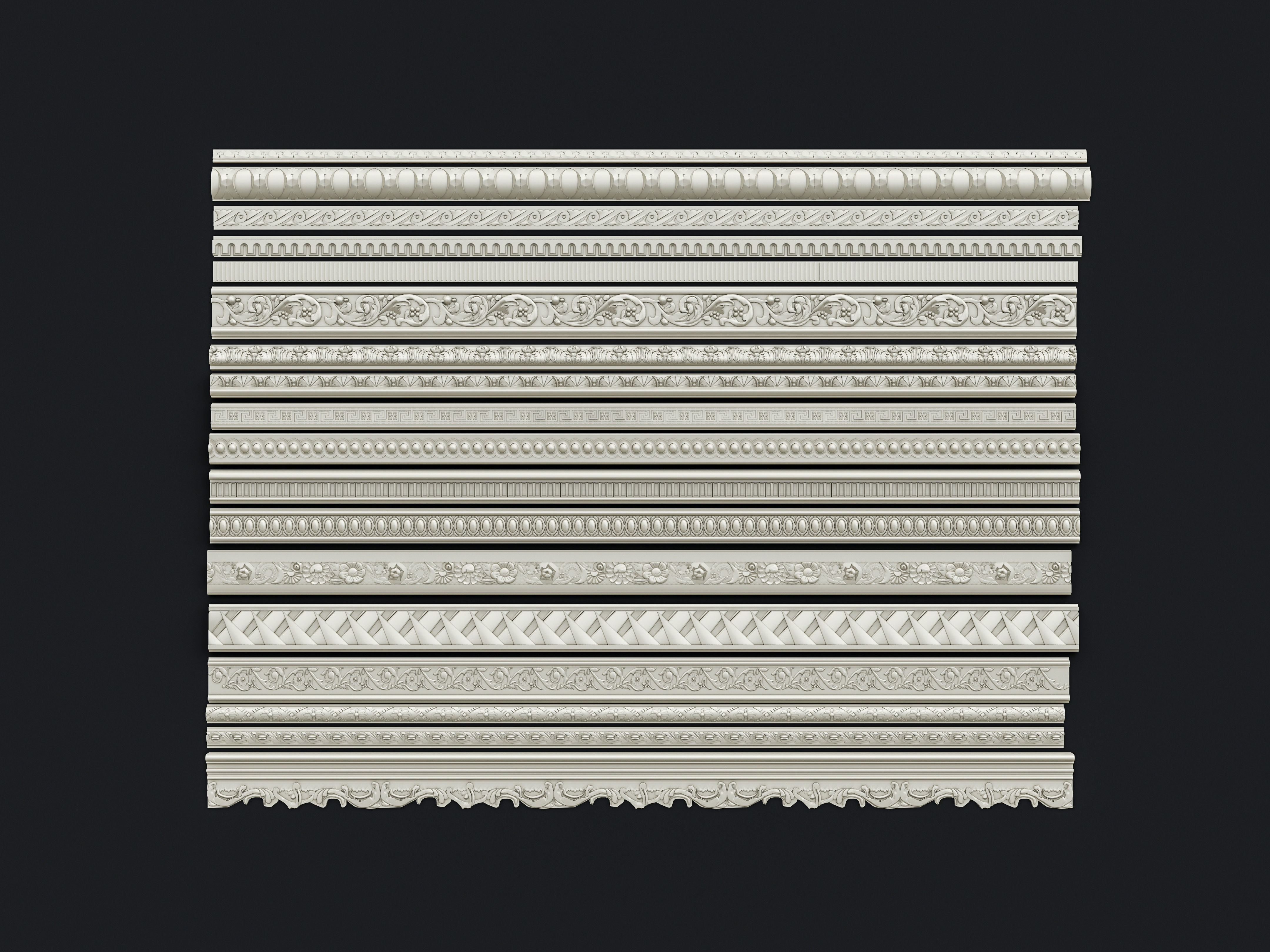 Classic carvings moldings and gypsum cornice 11 3D model_19