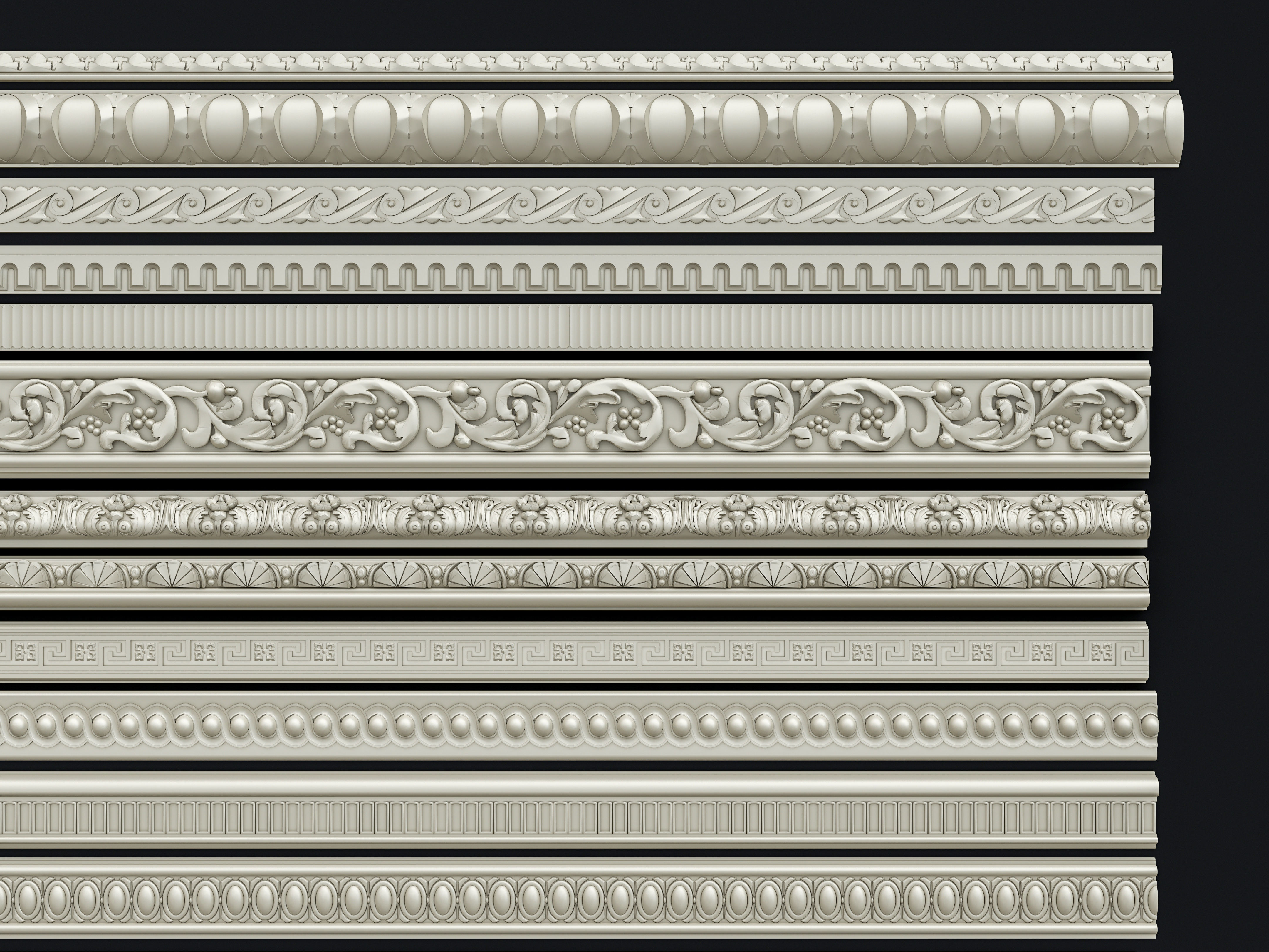 Classic carvings moldings and gypsum cornice 11 3D model_14