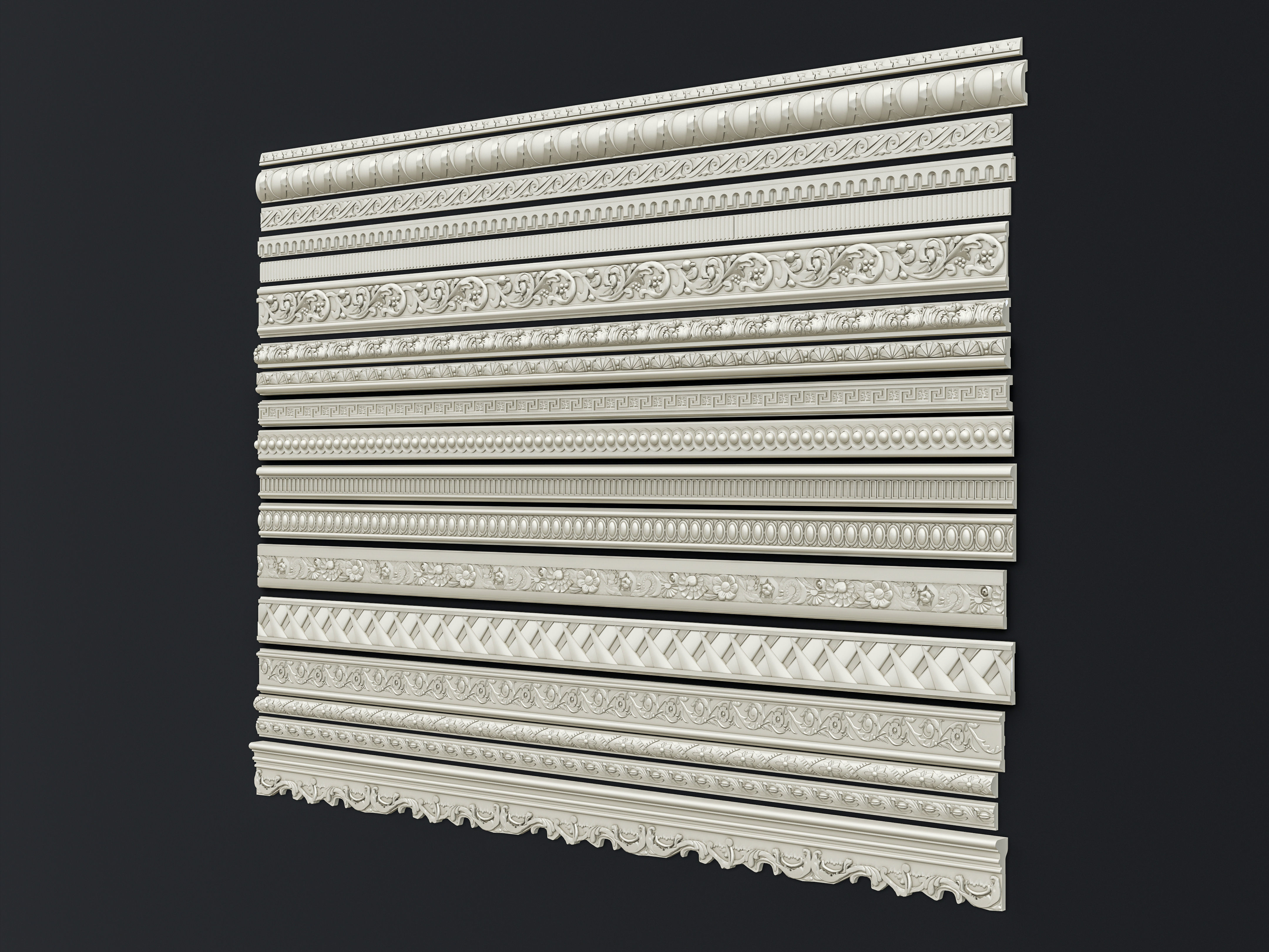 Classic carvings moldings and gypsum cornice 11 3D model_17