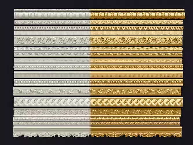 Classic carvings moldings and gypsum cornice 11 3D model