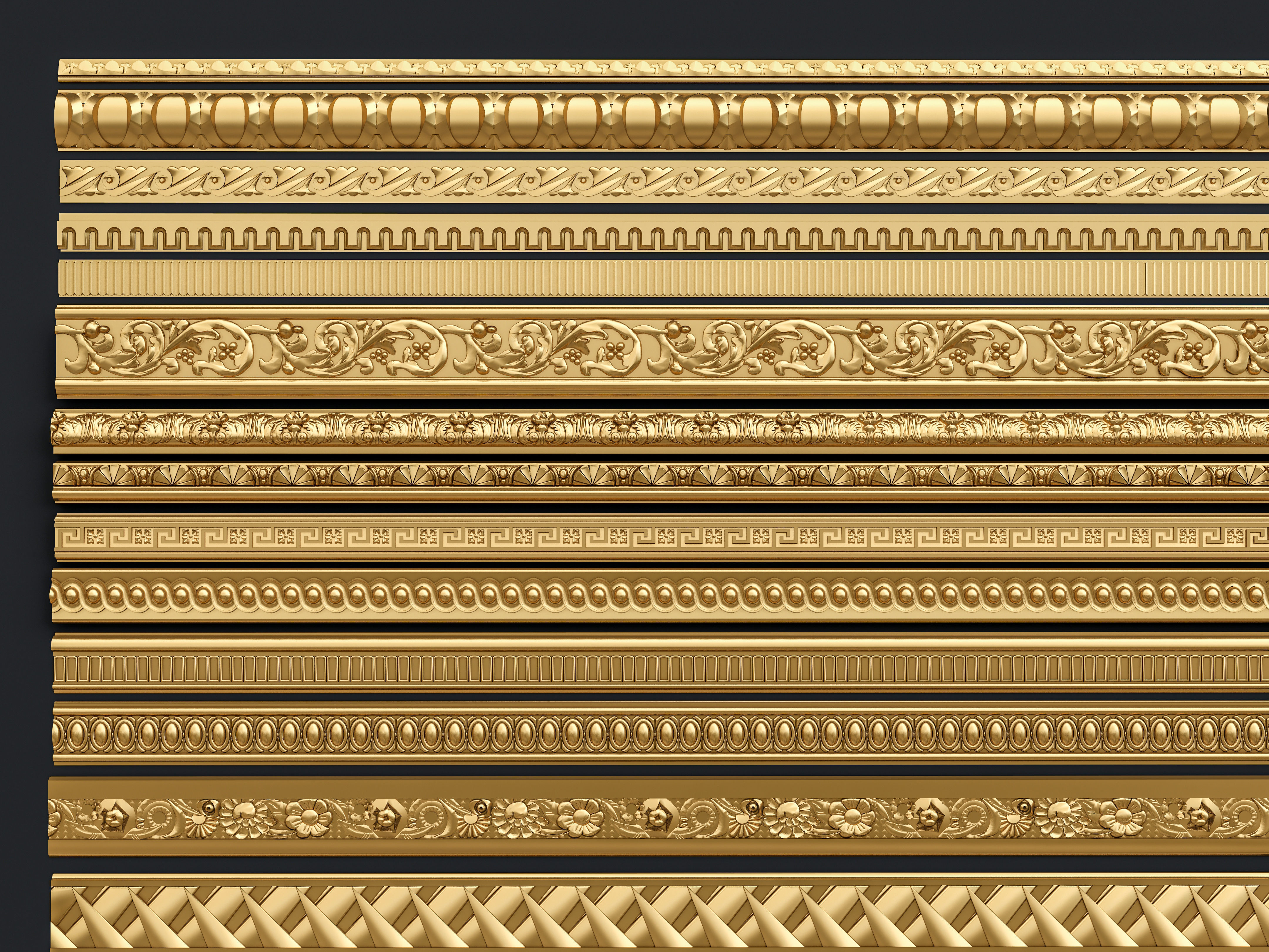 Classic carvings moldings and gypsum cornice 11 3D model_5